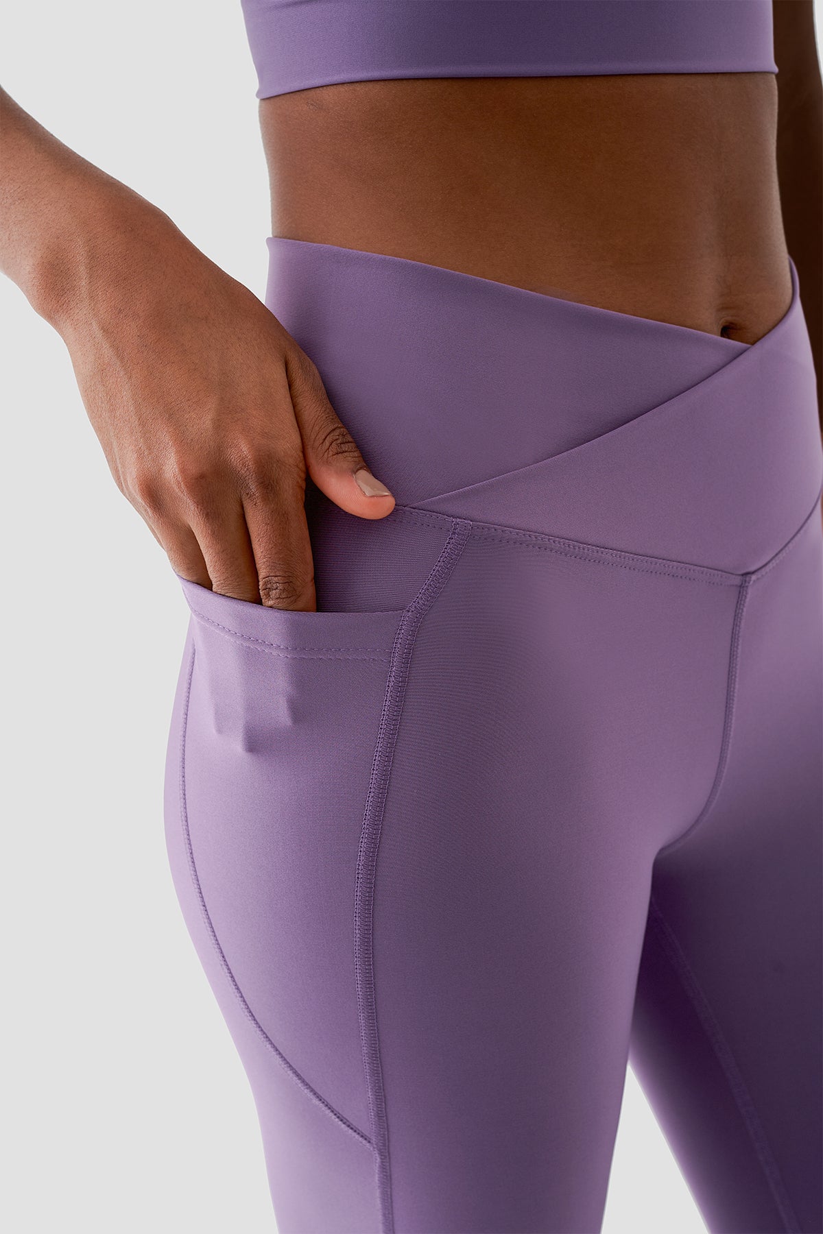 Adele V Bel Detaylı Toparlayıcı Lila Spor Tayt