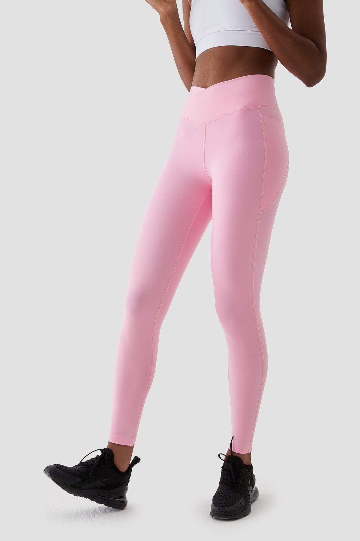 Adele V Bel Detaylı Toparlayıcı Pembe Spor Tayt