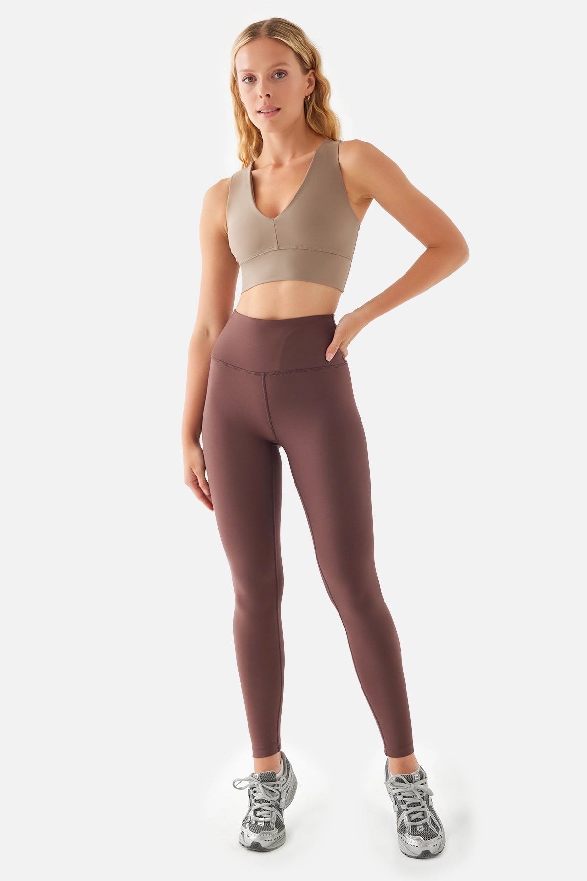 Anna Comfylux Yüksek Bel Acı Kahve Spor Tayt