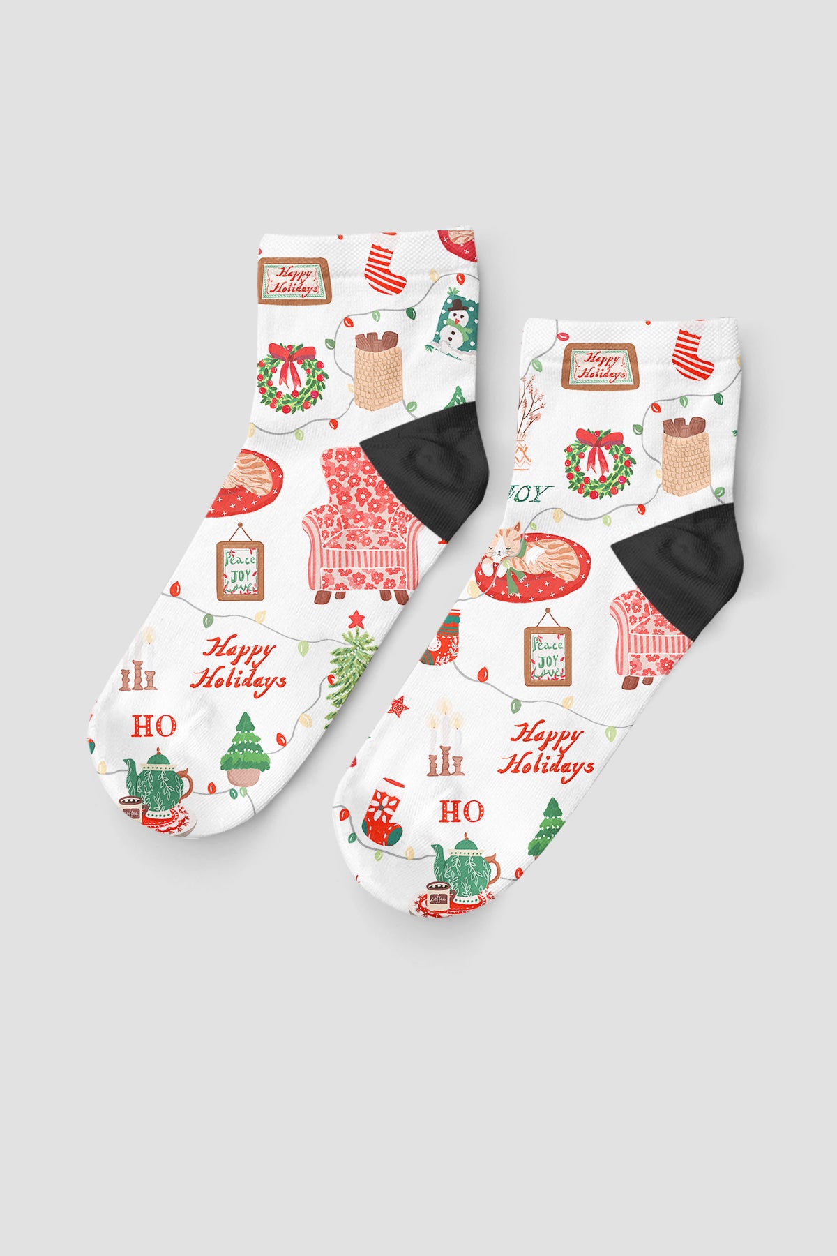 Christmas Desenli Kısa Çorap