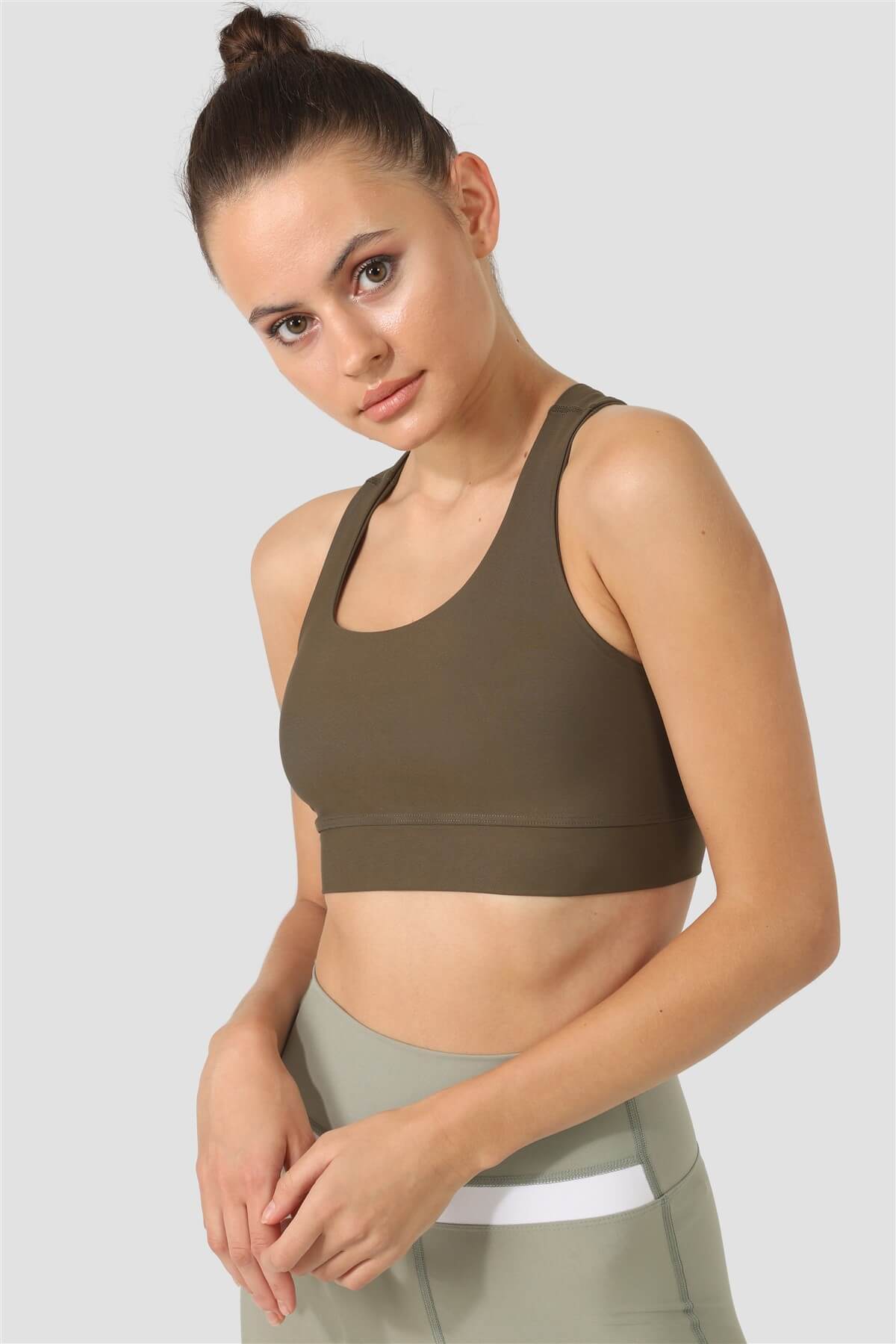 Cross Strap Haki Spor Büstiyer