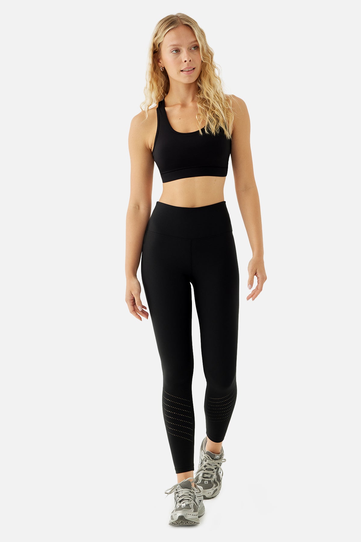 Daisy Yüksek Bel Lazer Kesim Siyah Spor Tayt