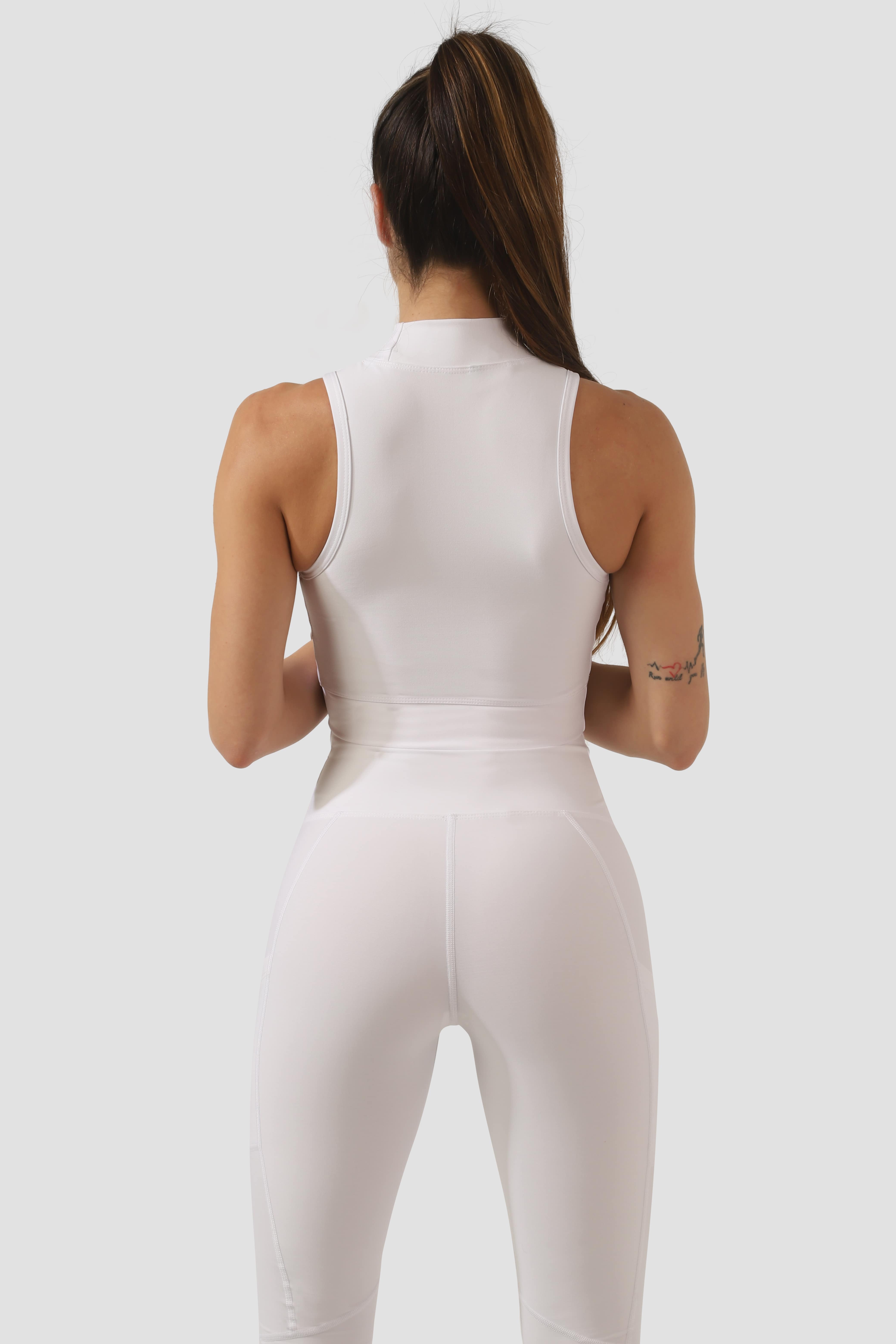 Dik Yaka Beyaz Spor Bra