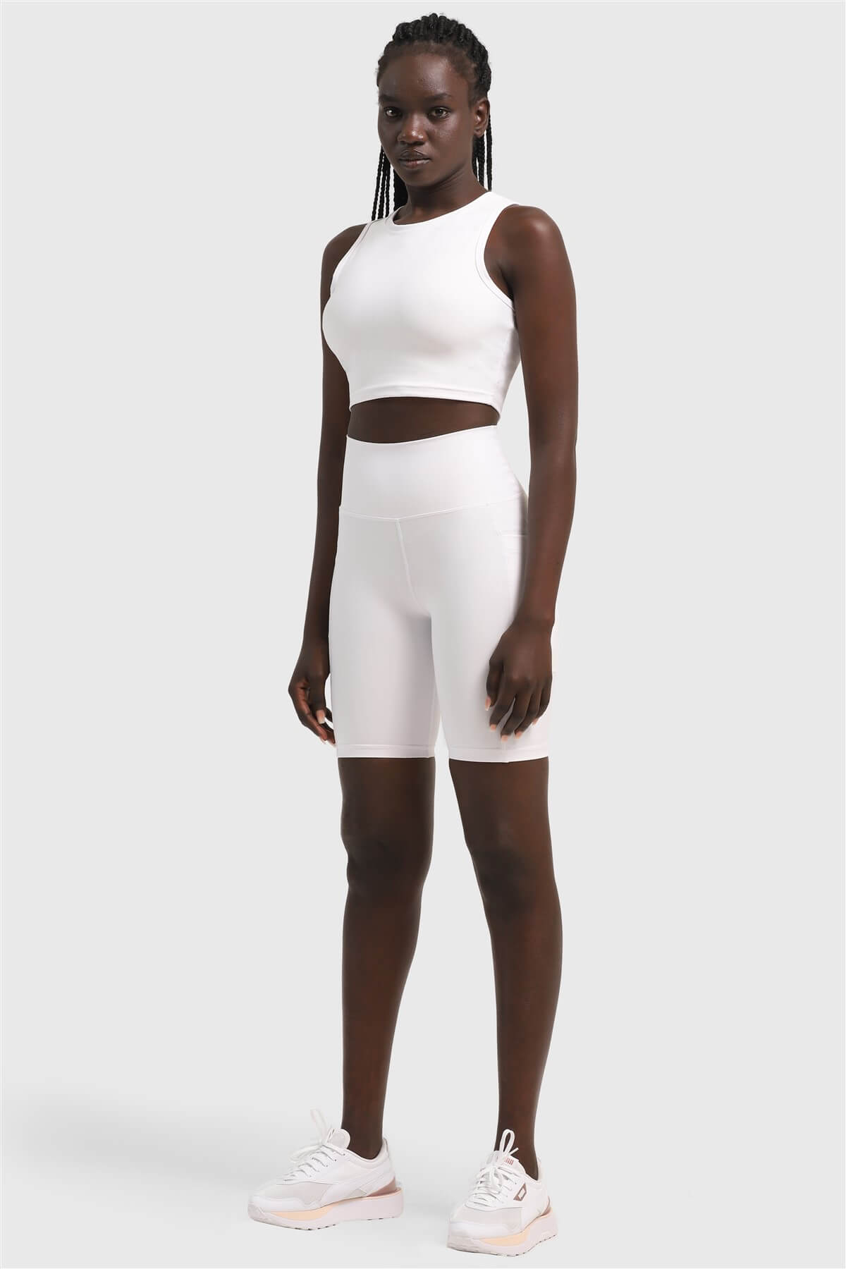 Dizüstü Cepli Beyaz Sport Tayt