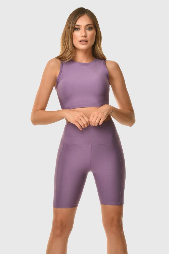 Dizüstü Cepli Lila Sport Tayt