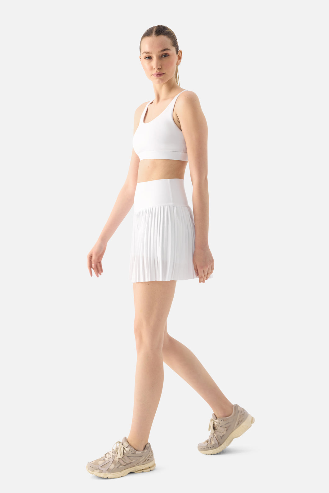 Superstacy Elira Pilili Beyaz Tenis Eteği