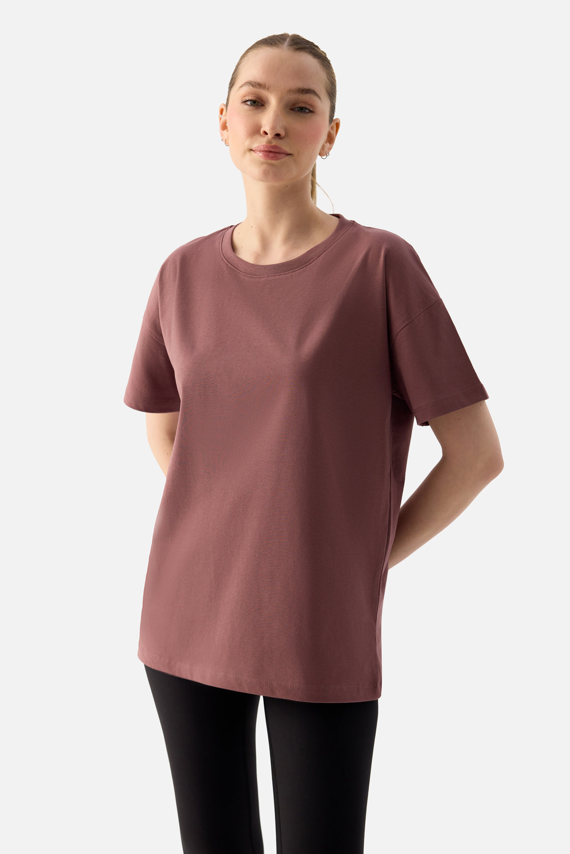Elora Rahat Kalıp Oversize Koyu Gül Tişört
