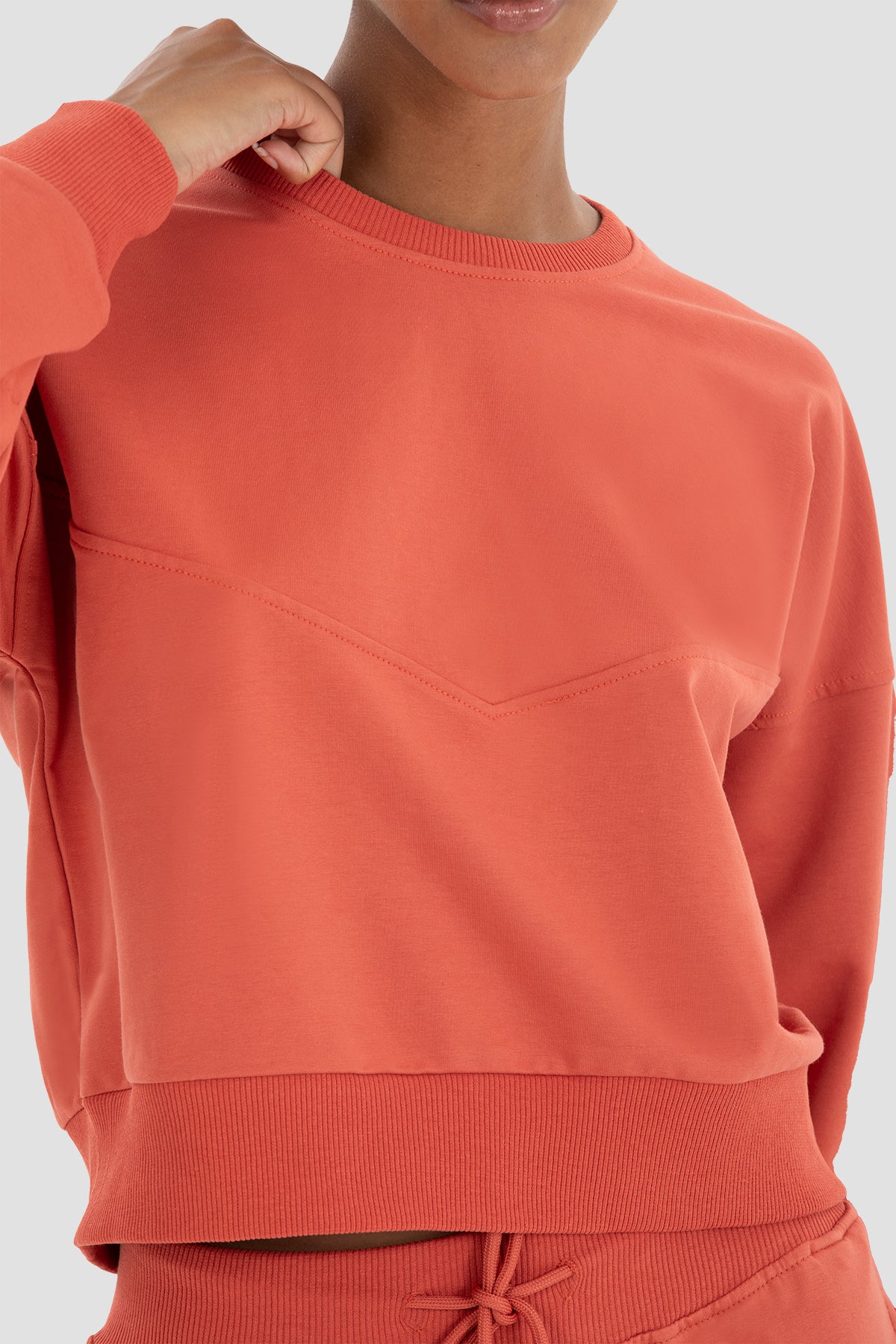 Ena Oversize Kiremit Crop Sweatshirt