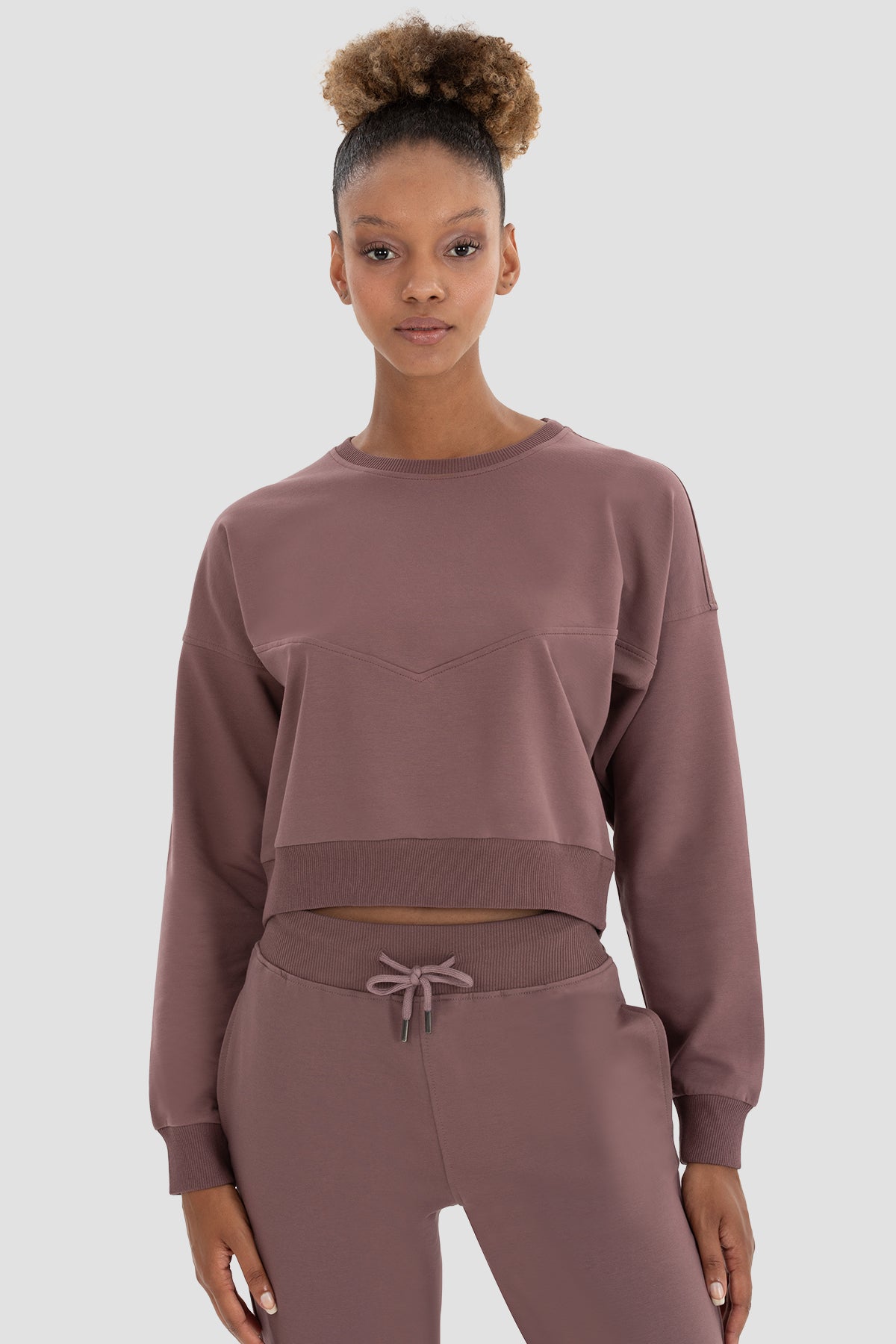 Ena Oversize Koyu Gül Crop Sweatshirt