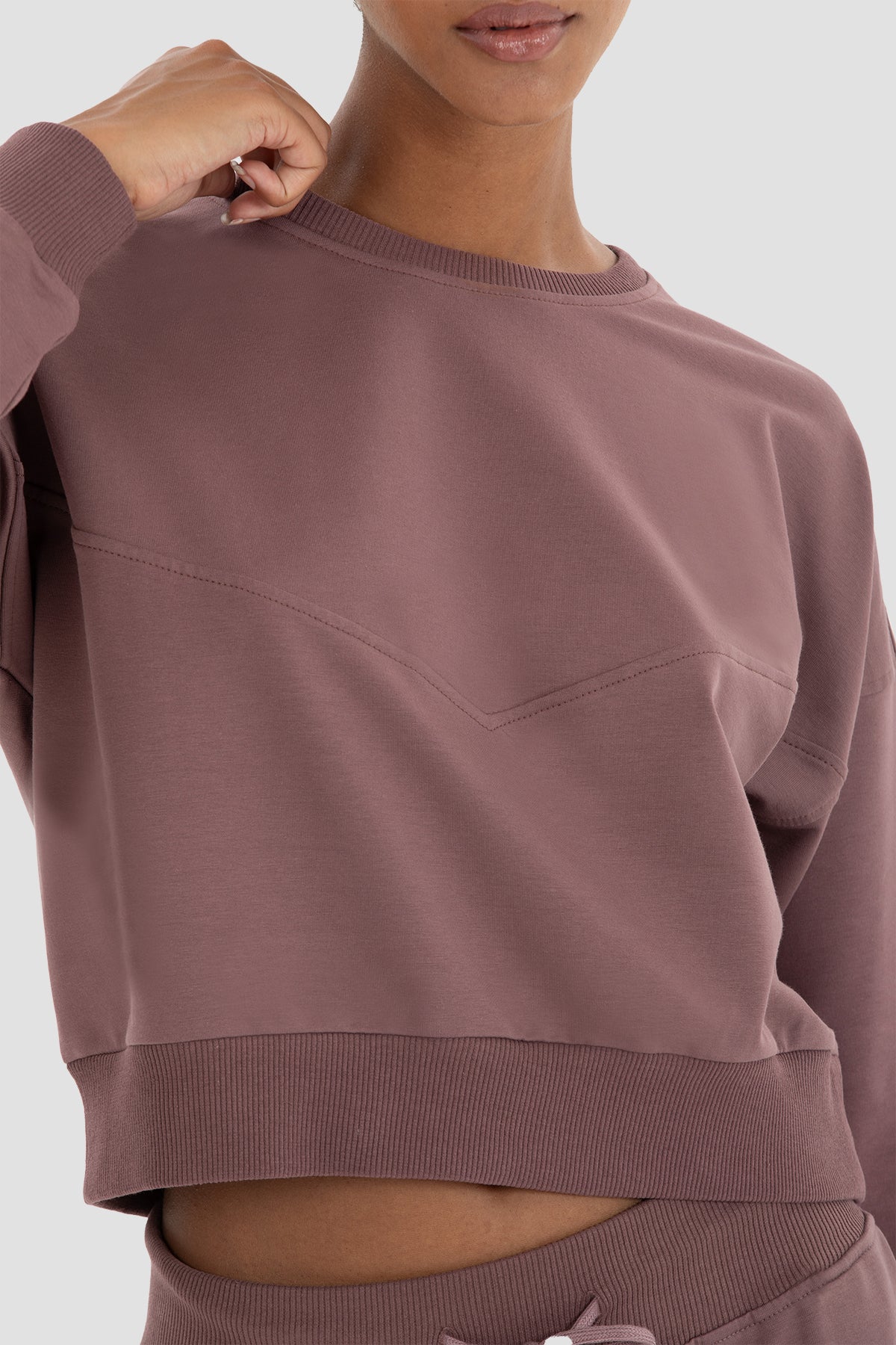 Ena Oversize Koyu Gül Crop Sweatshirt