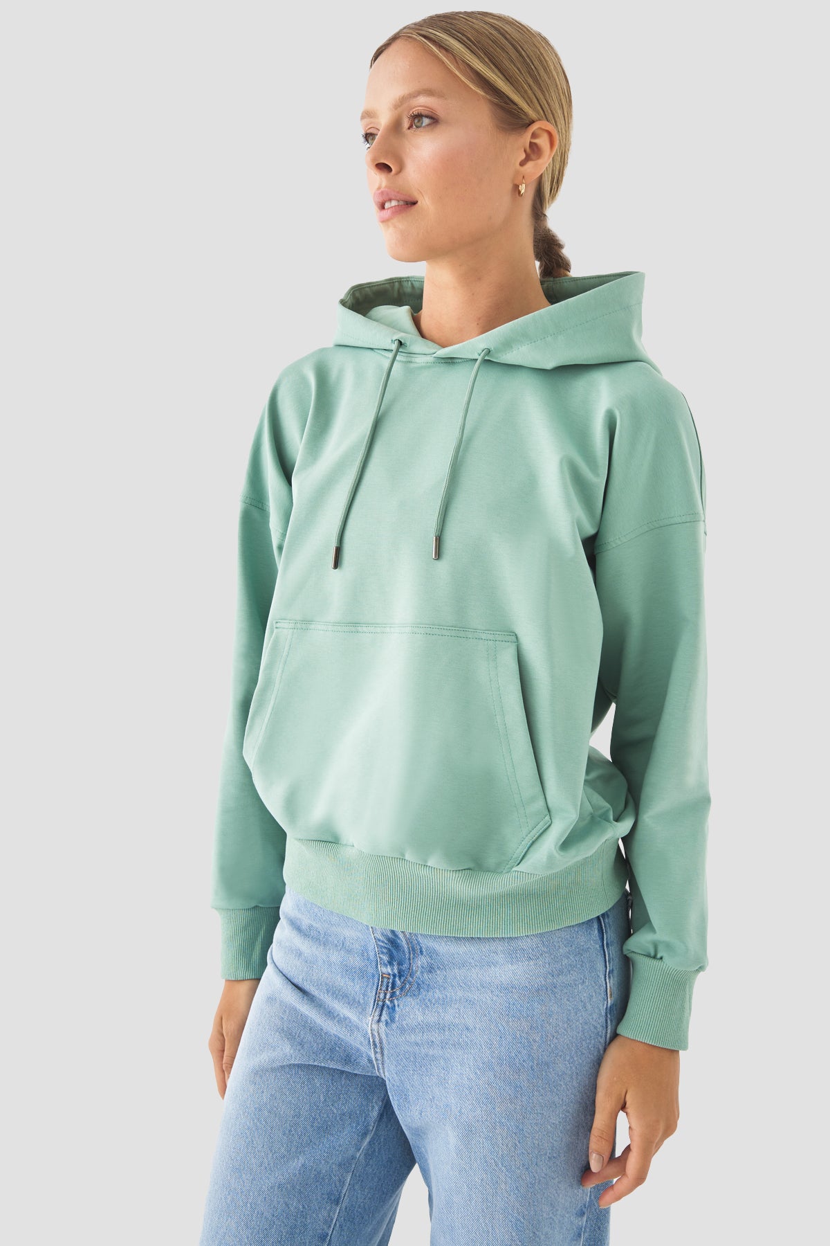 Fiona Oversize Cepli Açık Yeşil Hoodie