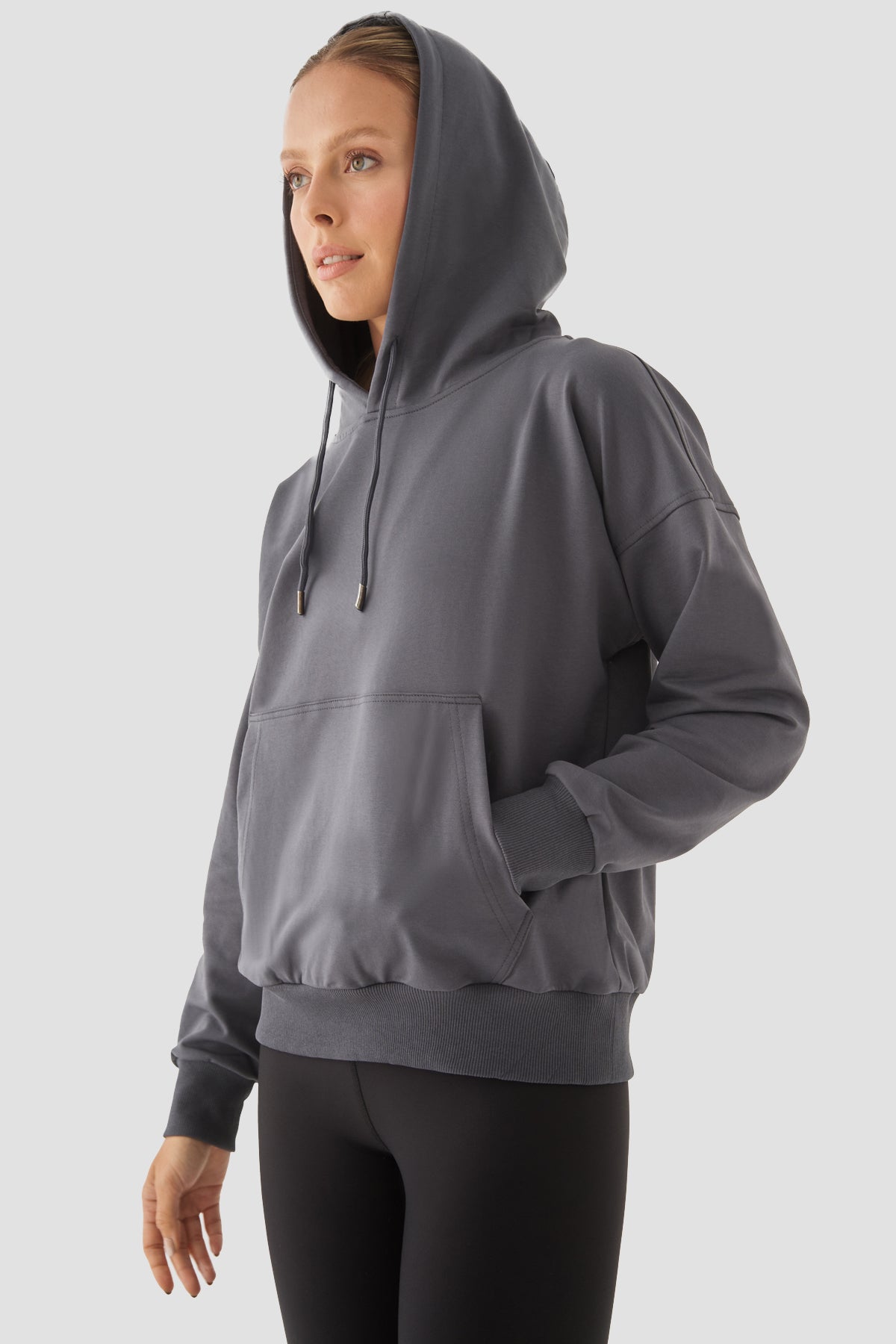 Fiona Oversize Cepli Füme Hoodie