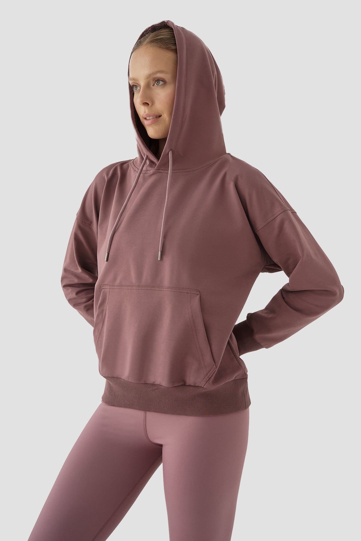 Fiona Oversize Cepli Koyu Gül Hoodie