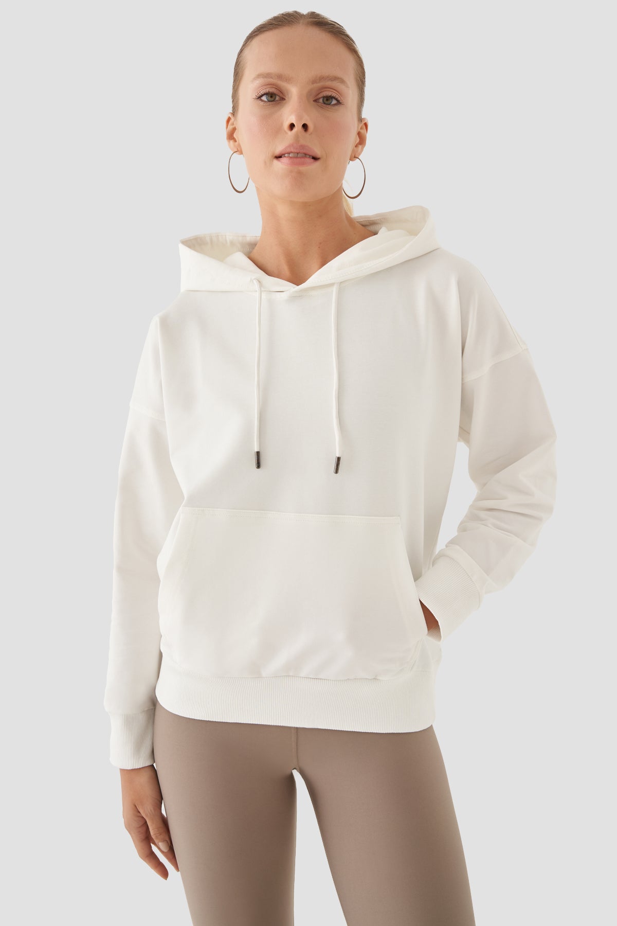 Fiona Oversize Cepli Krem Hoodie