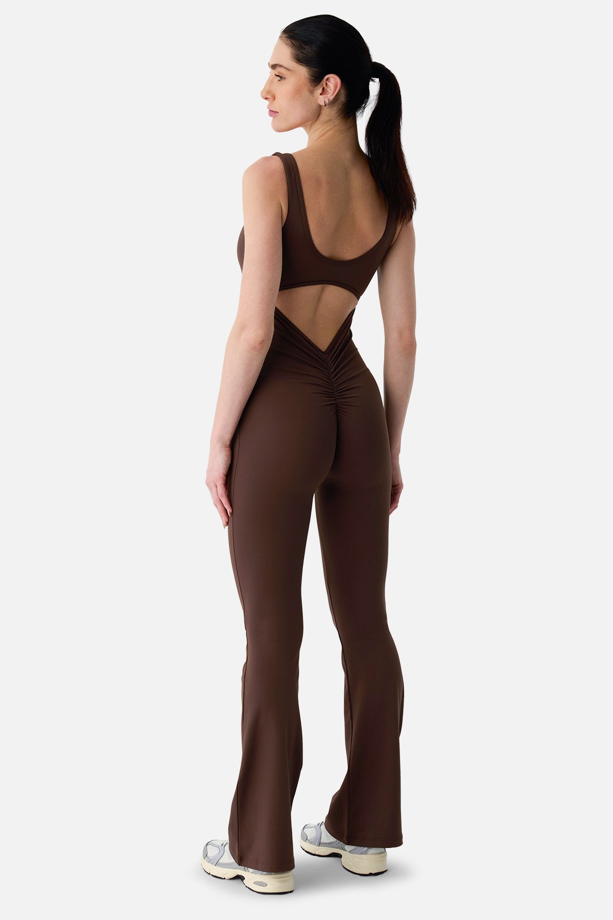 Superstacy Keira Geniş Paça Büzgü Detaylı Acı Kahve Spor Tulum