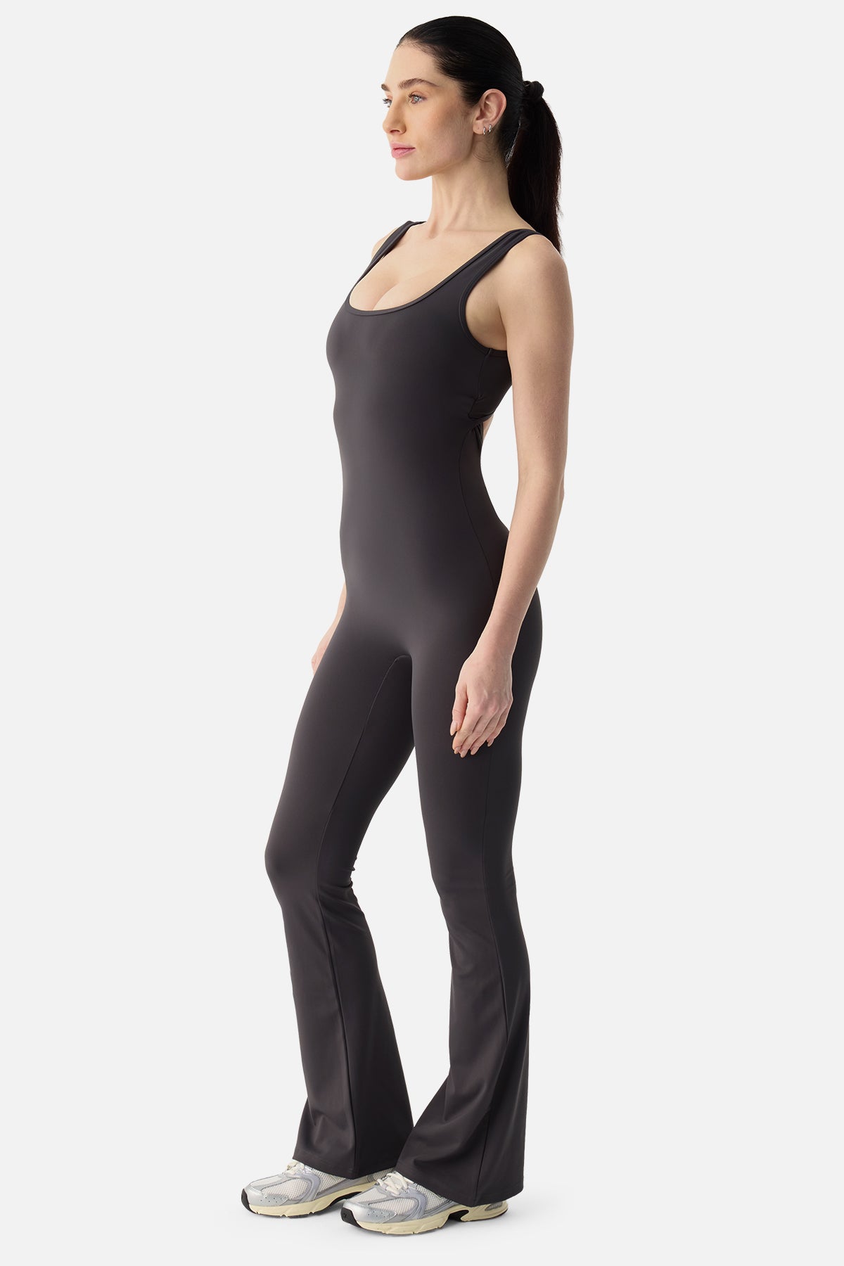 Superstacy Keira Geniş Paça Büzgü Detaylı Füme Spor Tulum