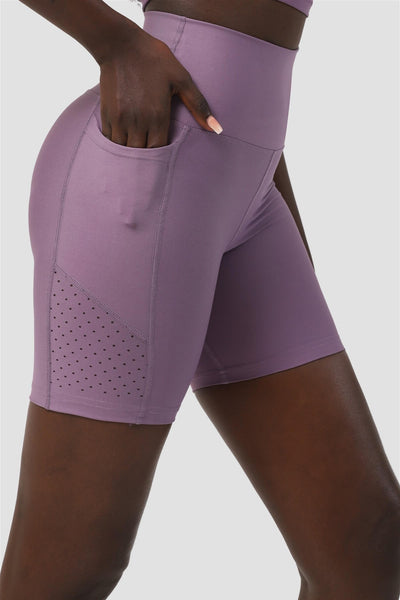 Laser Kesim Cepli Lila Kısa Tayt