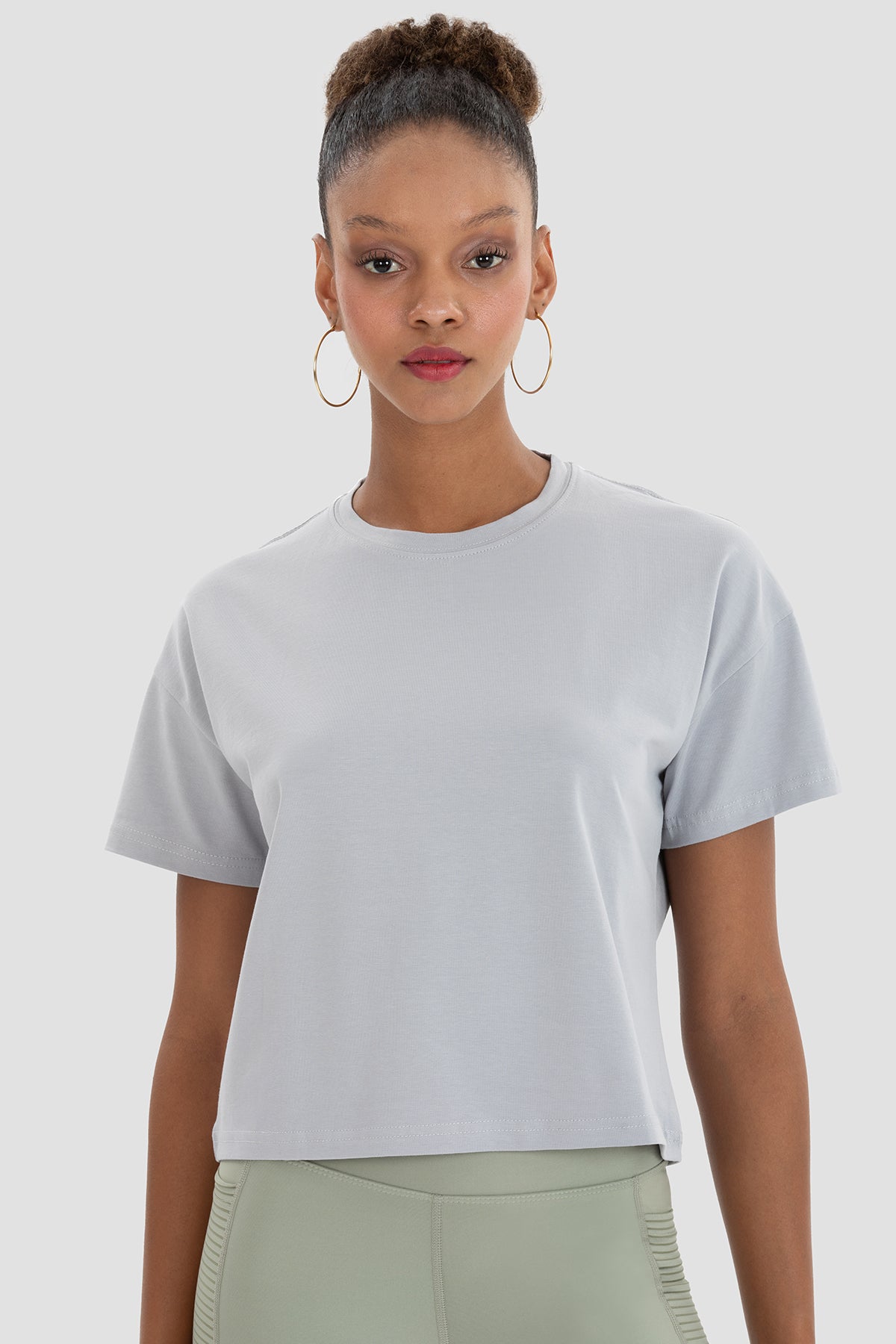 Lily Oversize Gri Crop Tişört