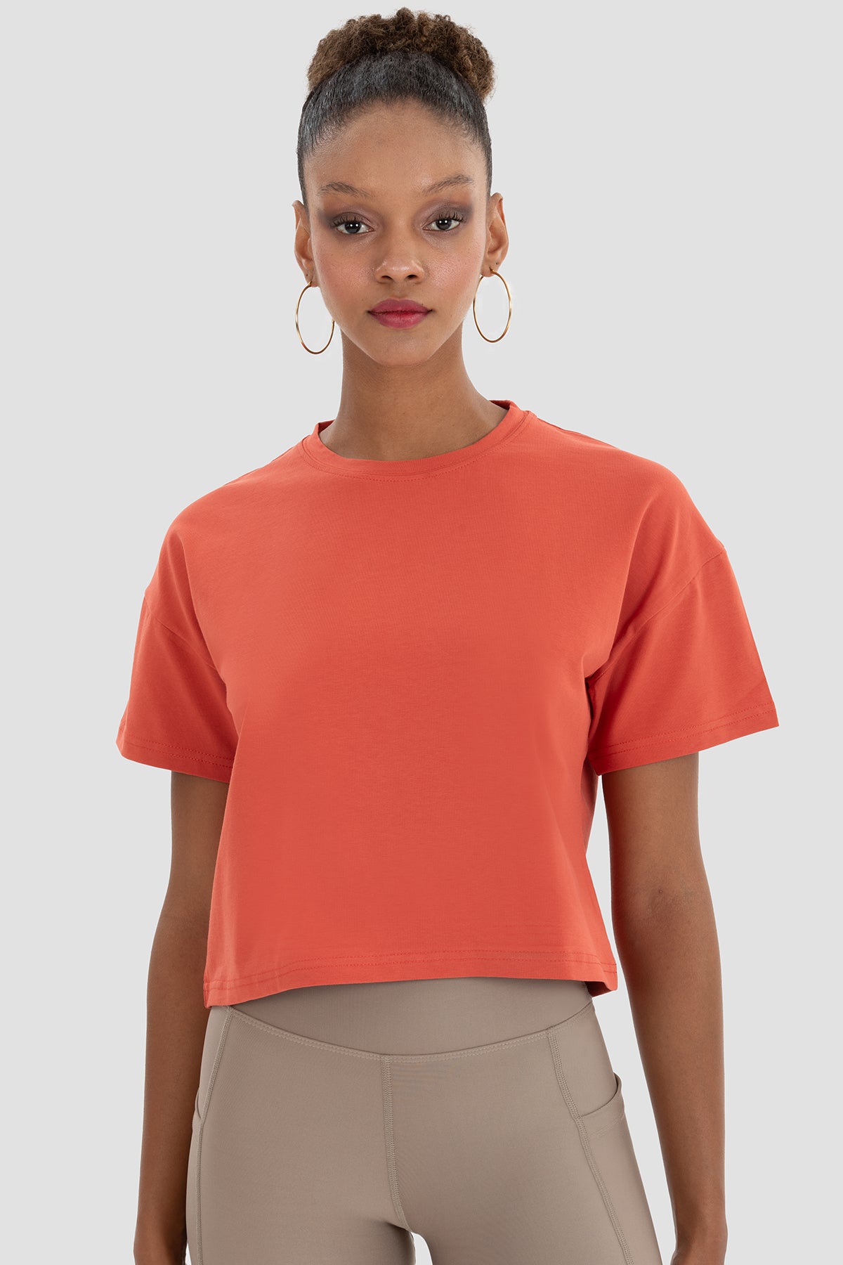 Lily Oversize Kiremit Crop Tişört