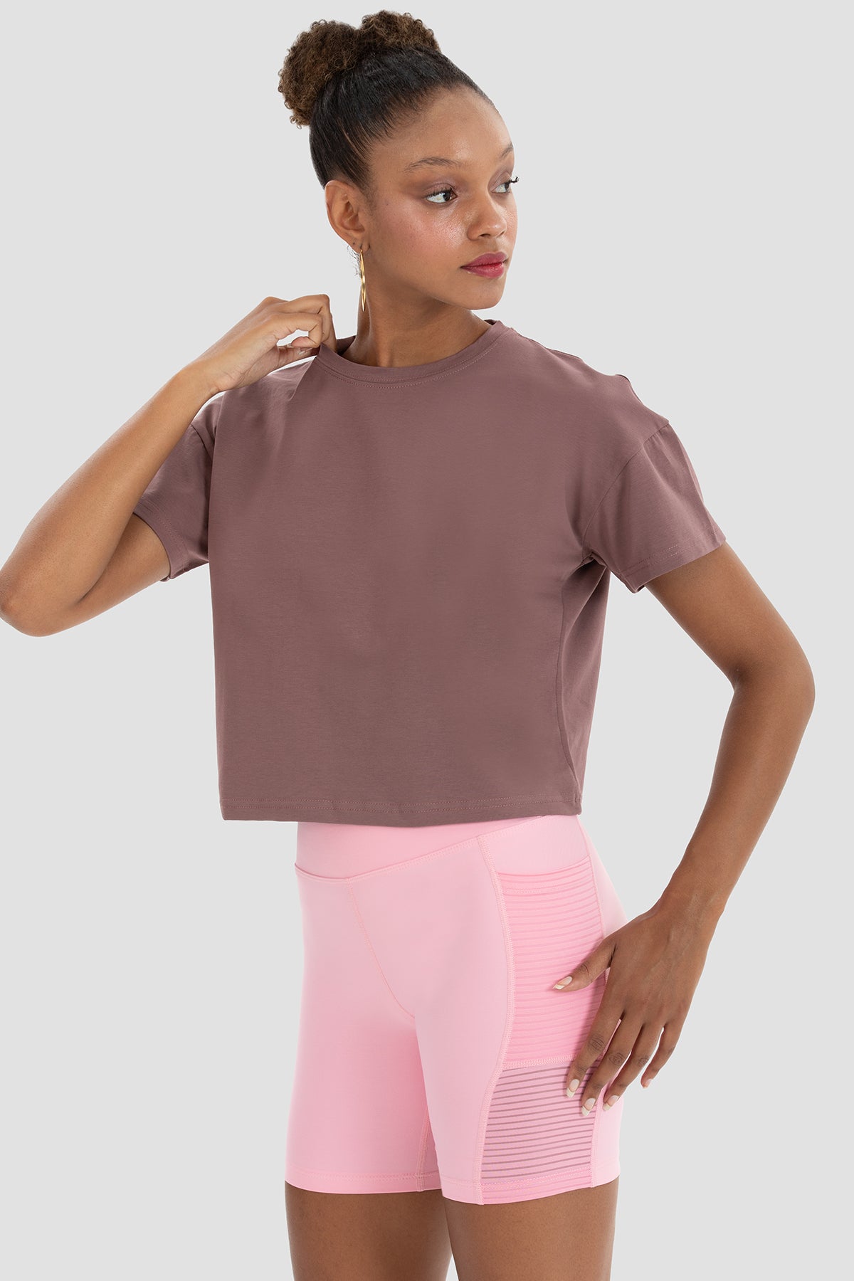 Lily Oversize Koyu Gül Crop Tişört