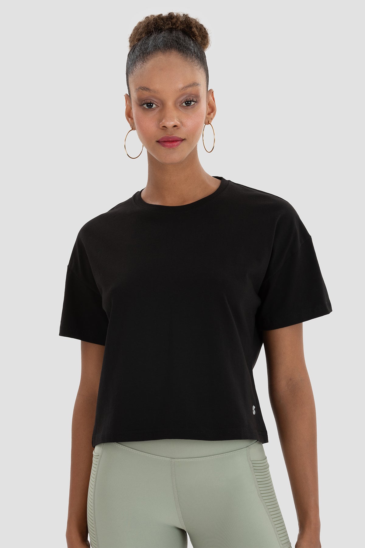 Lily Oversize Siyah Crop Tişört