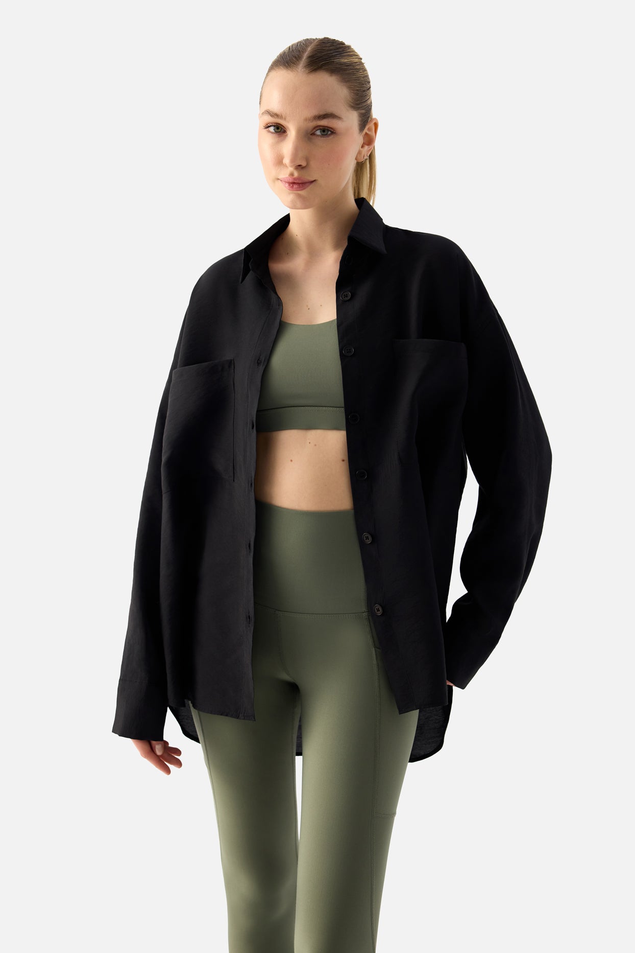 Lina Saf Konfor Siyah Gömlek