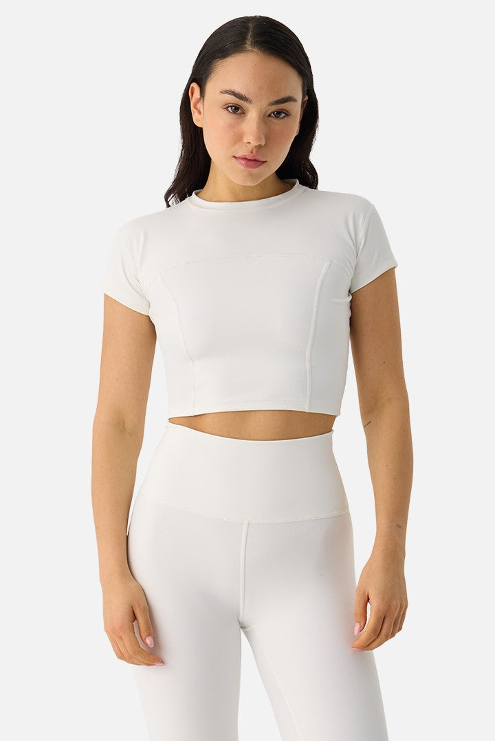Liora Yumuşak Kumaş Ekru Crop Top