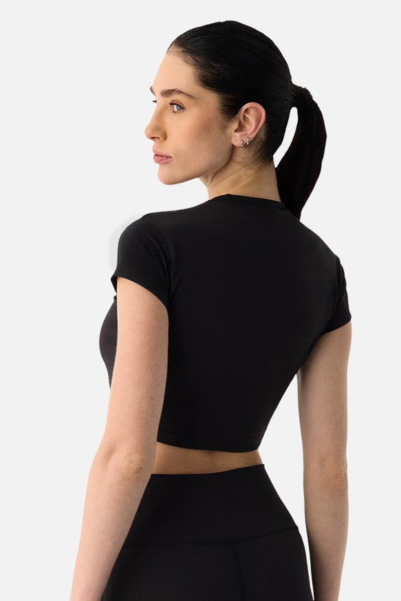 Liora Yumuşak Kumaş Siyah Crop Top