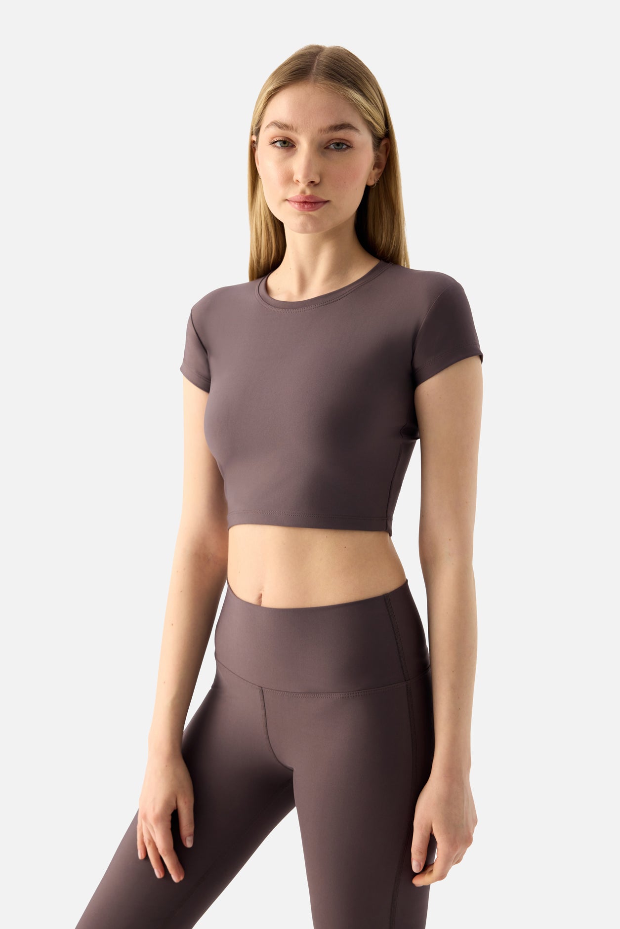 Melina Kısa Kol Açık Mor Crop Top