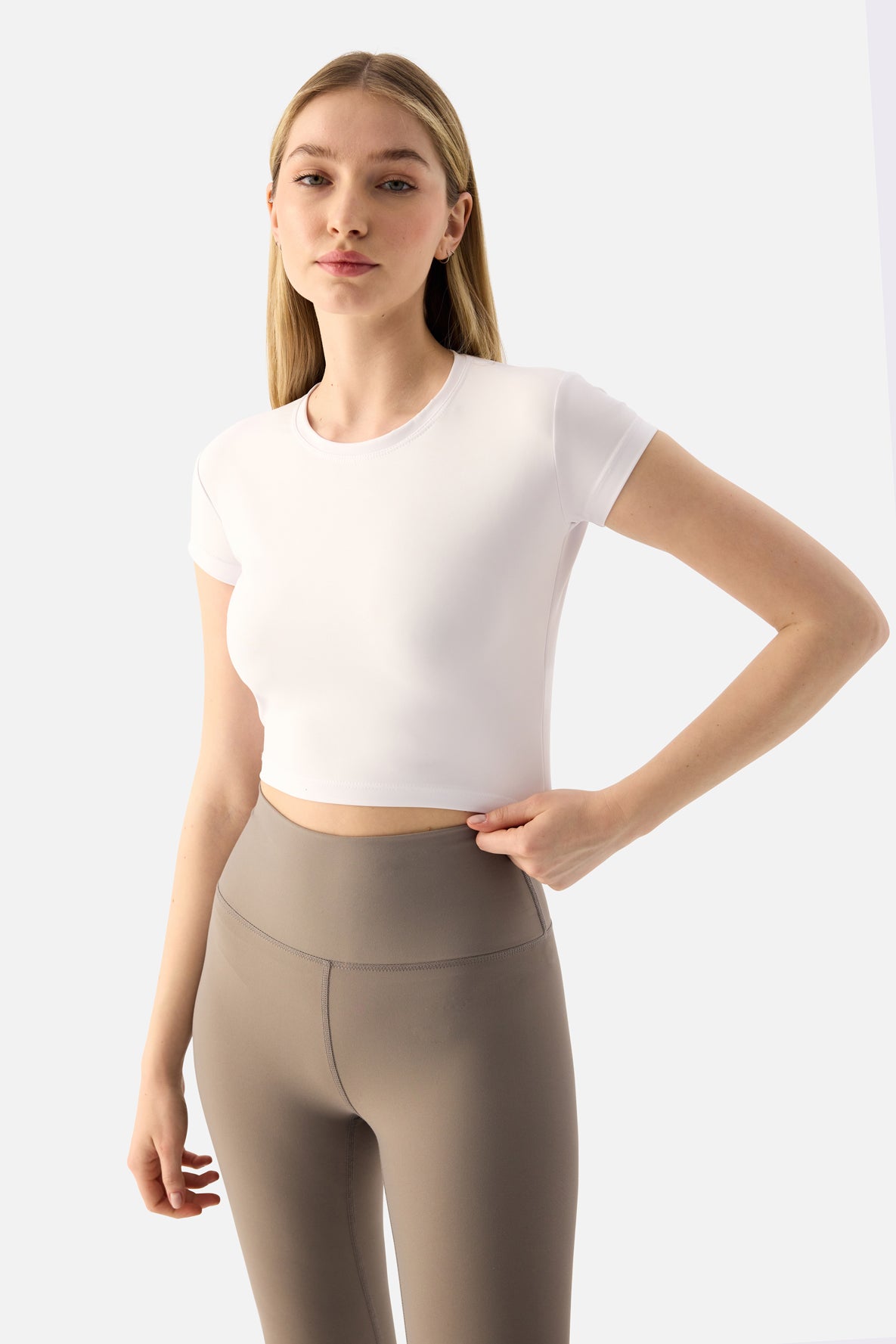 Melina Kısa Kol Beyaz Crop Top