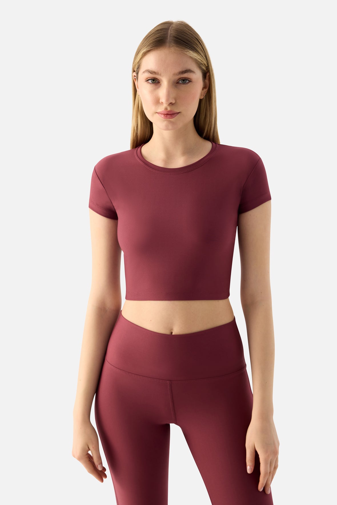 Melina Kısa Kol Gül Kurusu Crop Top