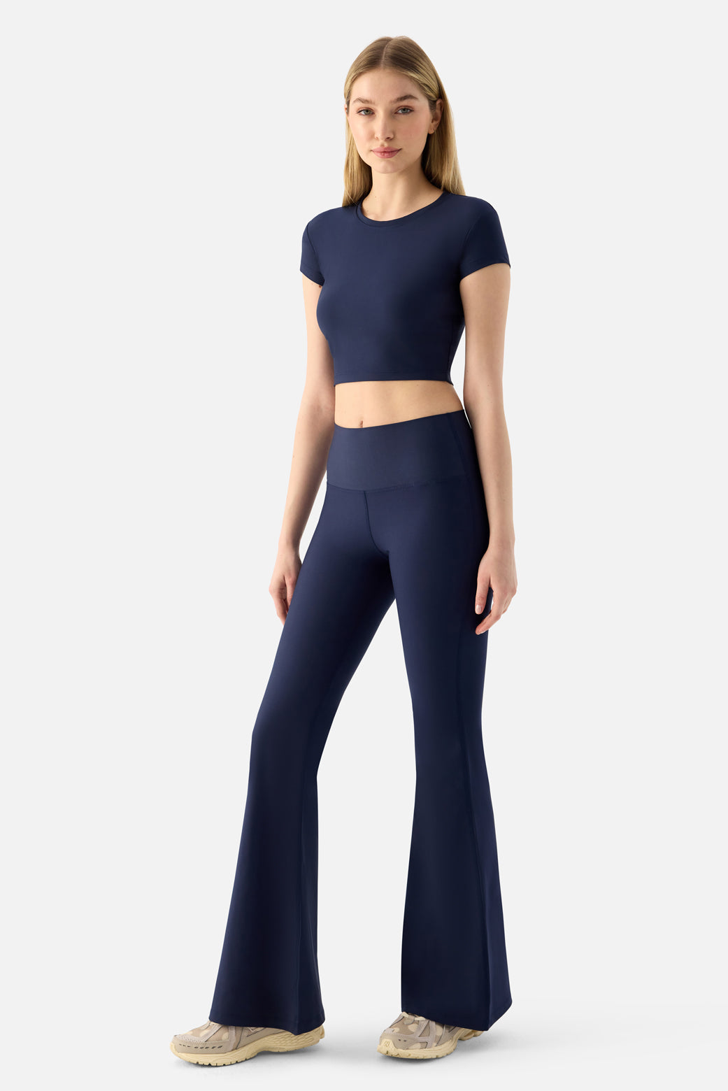 Melina Kısa Kol Lacivert Crop Top