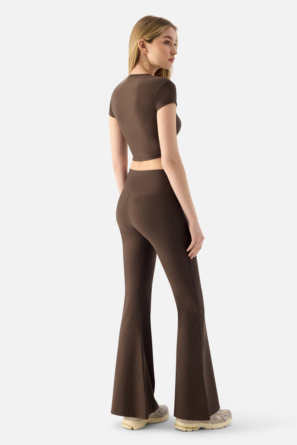 Melina Yüksek Bel İspanyol Paça Acı Kahve Spor Tayt