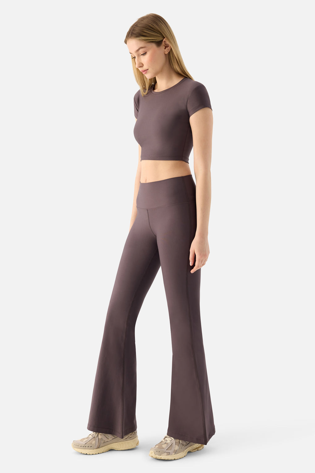 Melina Yüksek Bel İspanyol Paça Açık Mor Spor Tayt