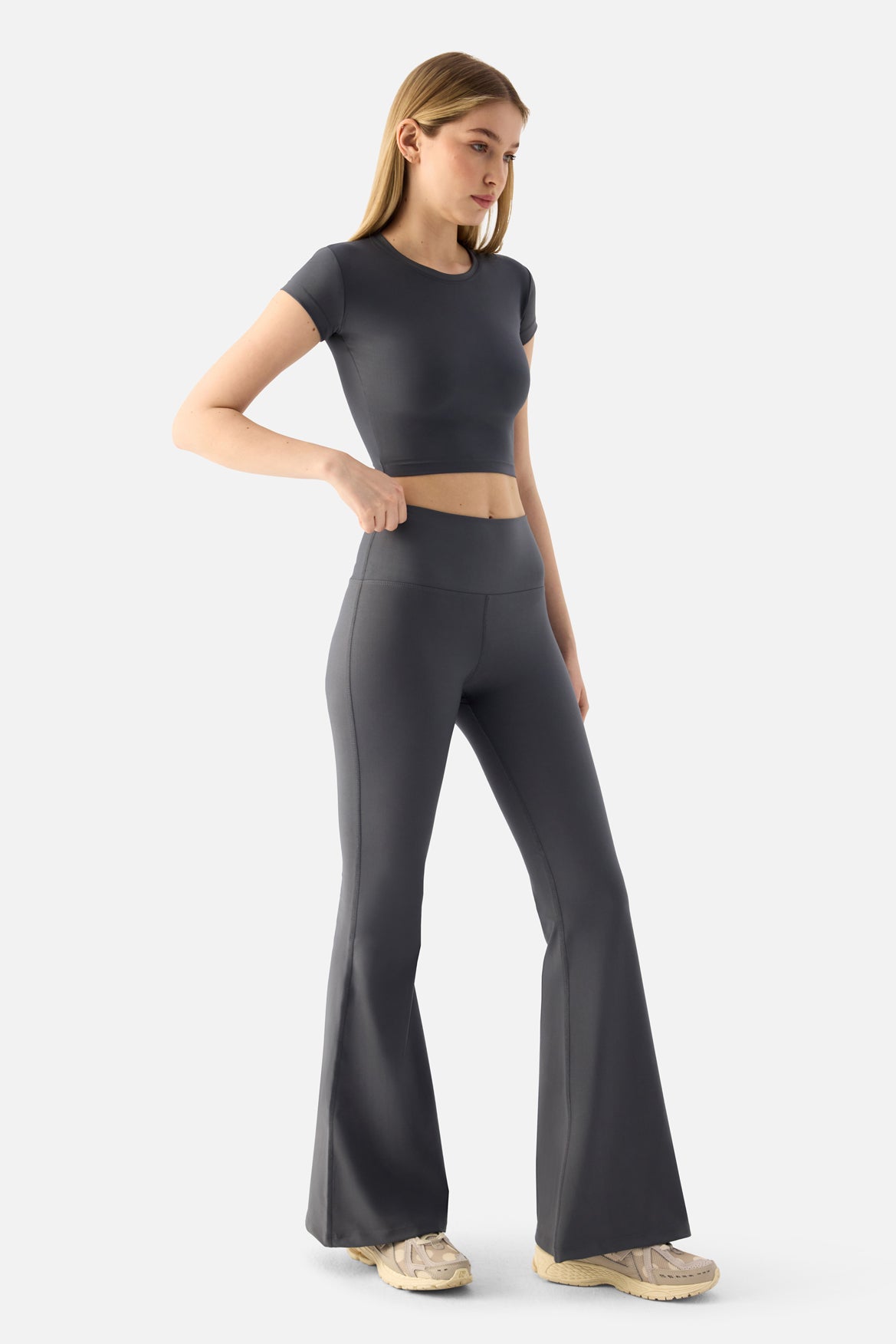 Melina Yüksek Bel İspanyol Paça Füme Spor Tayt