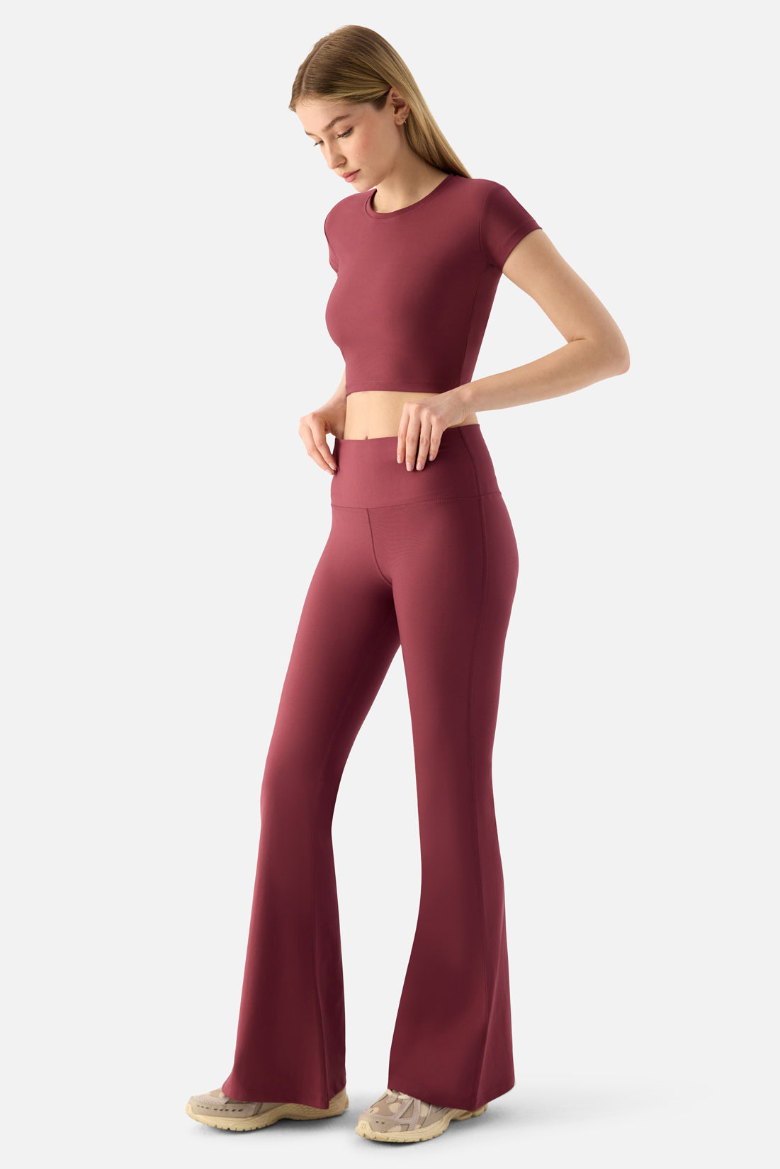 Melina Yüksek Bel İspanyol Paça Gül Kurusu Spor Tayt