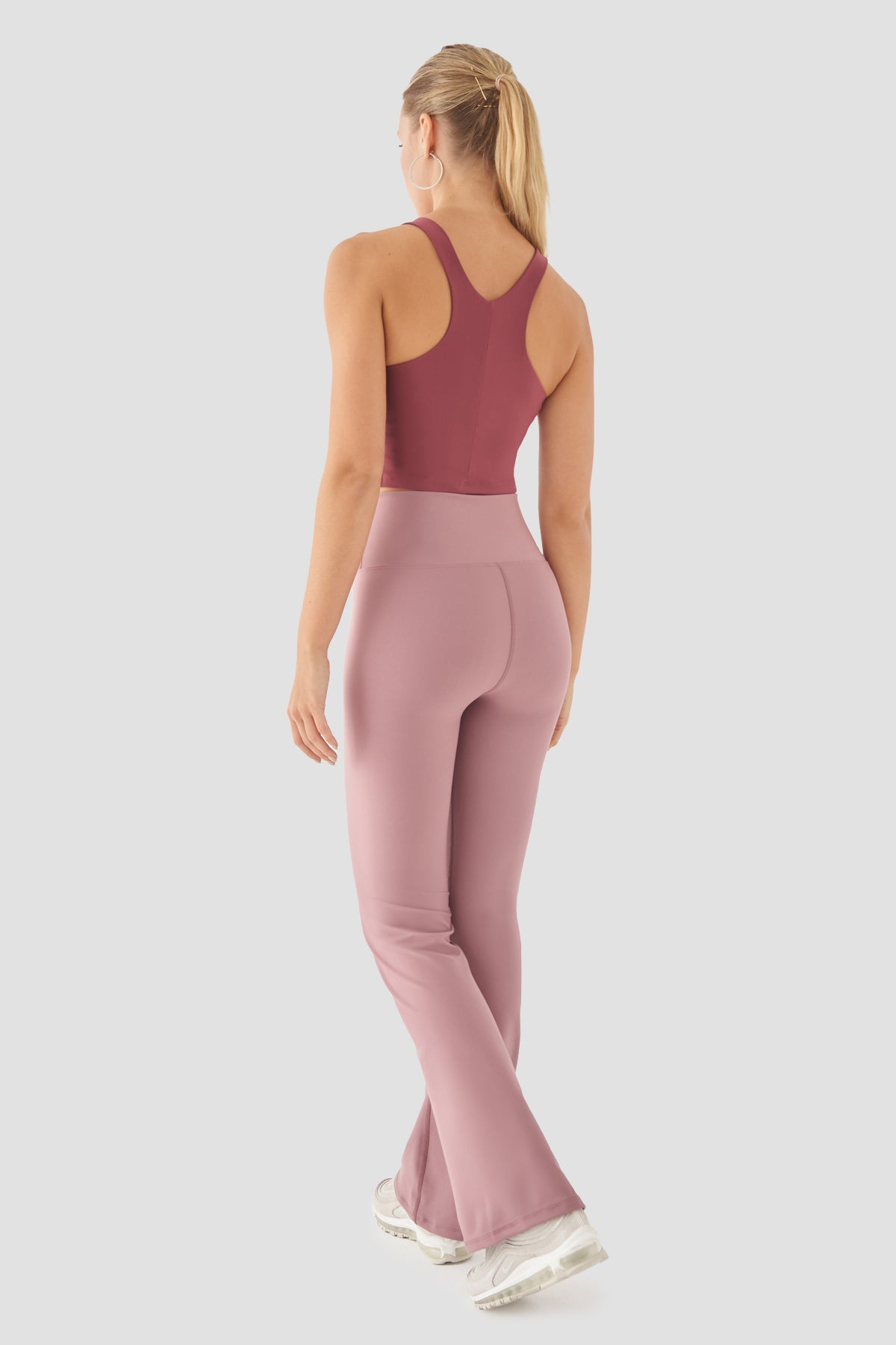 Nichole Yüksek Bel İspanyol Paça Gül Spor Tayt