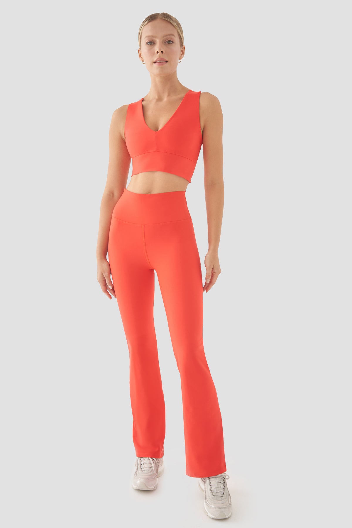 Nichole Yüksek Bel İspanyol Paça Nar Çiçeği Spor Tayt