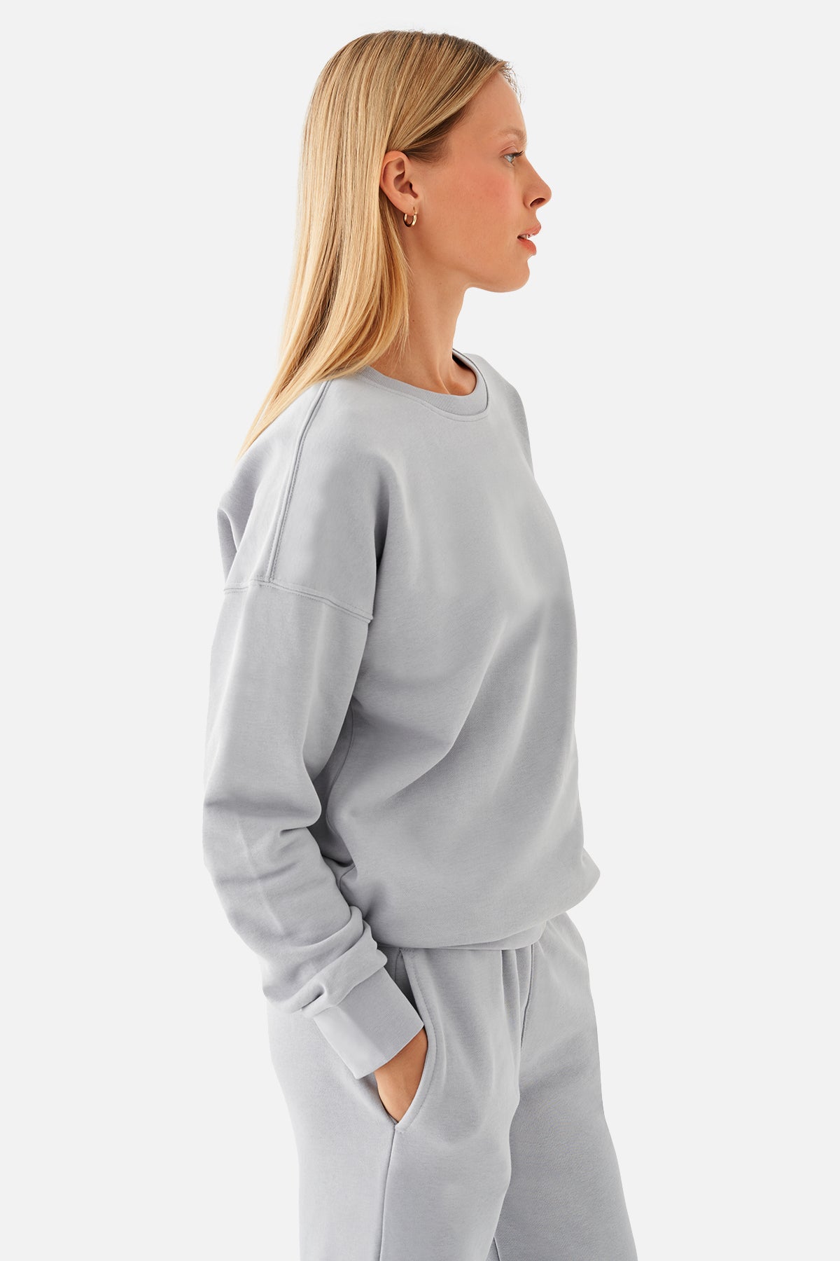 Nina Pamuklu Basic Gri Sweatshirt