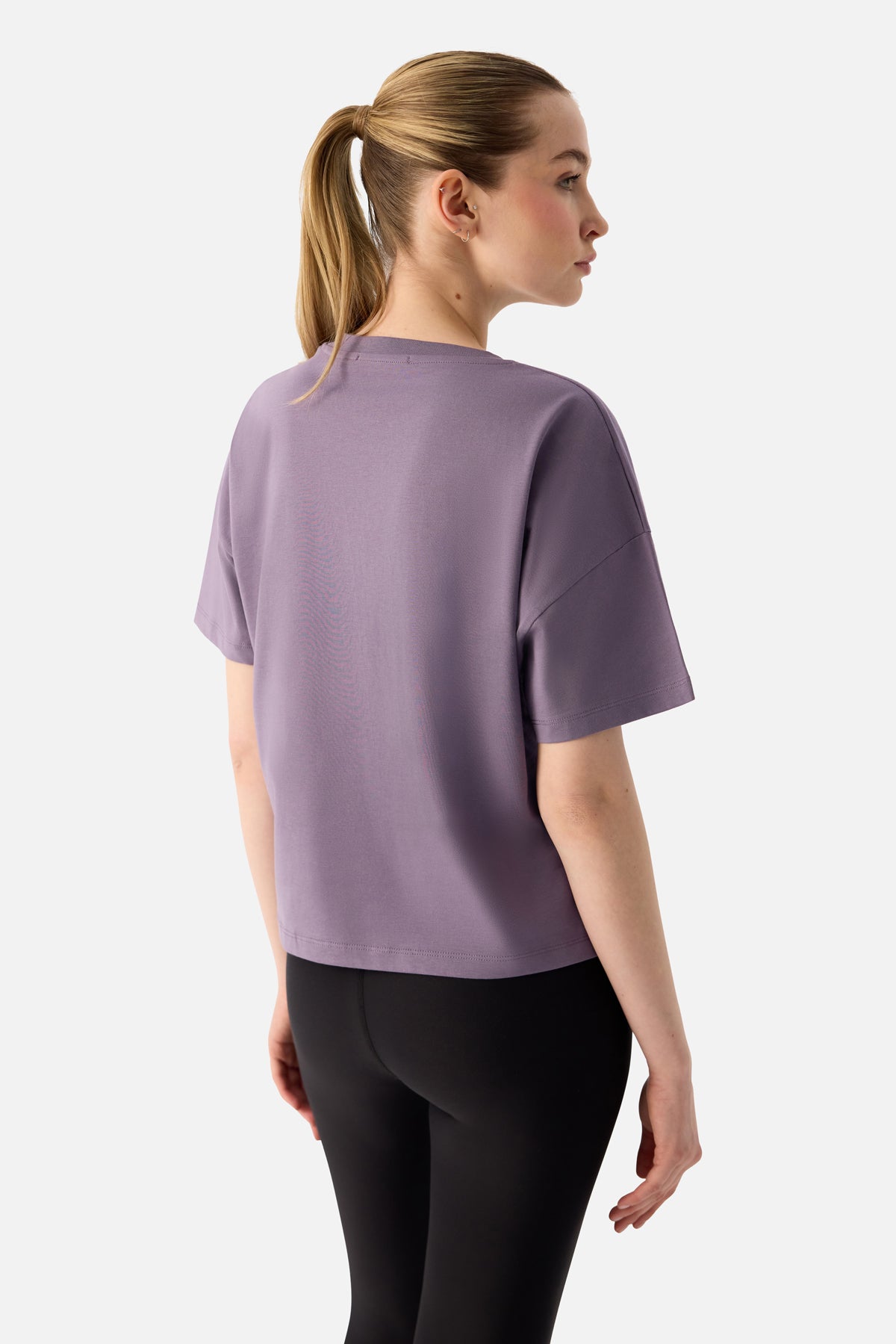 Noya Kısa Oversize Koyu Lila Tişört