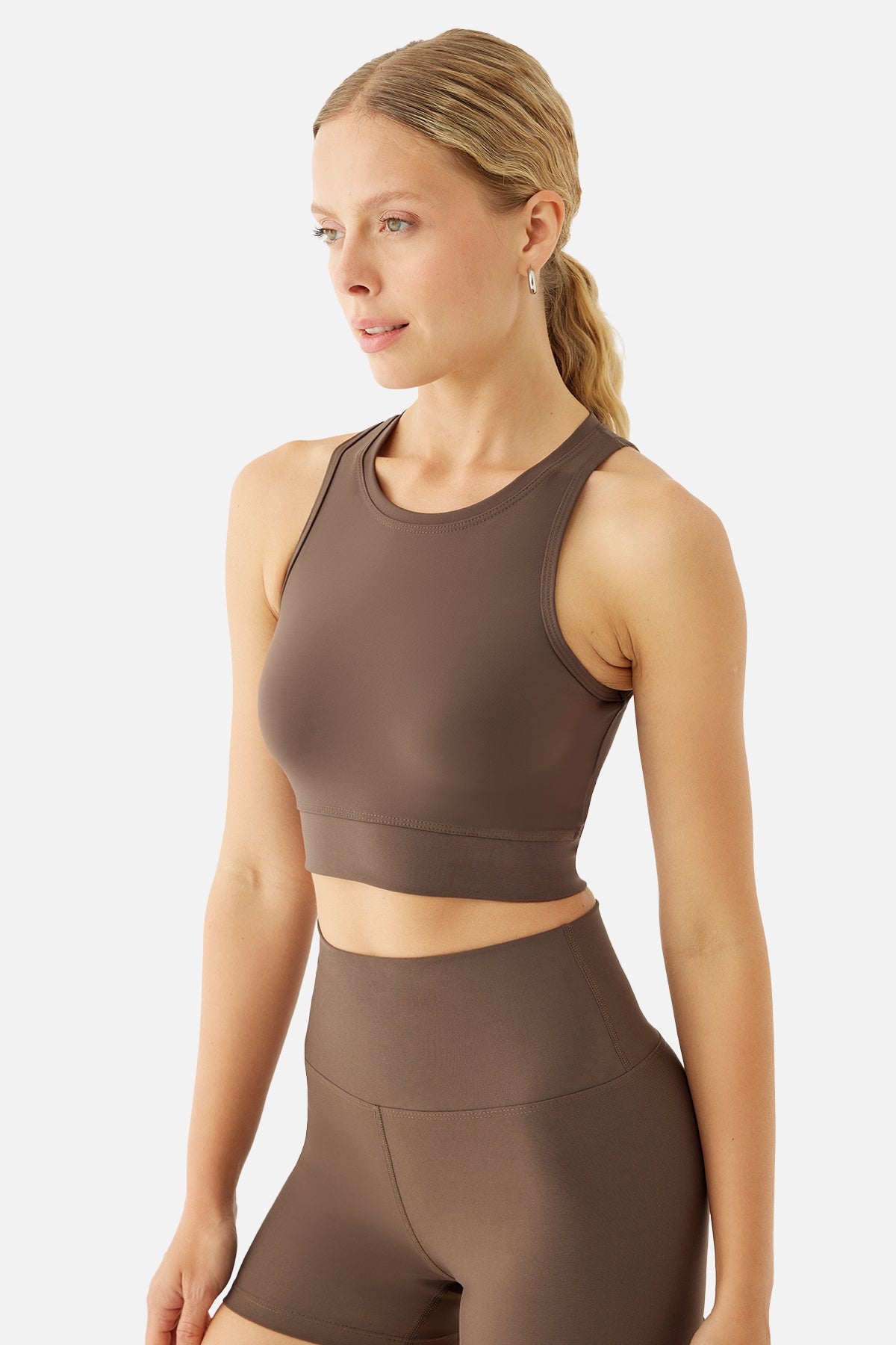 Olivia Acı Kahve Spor Crop