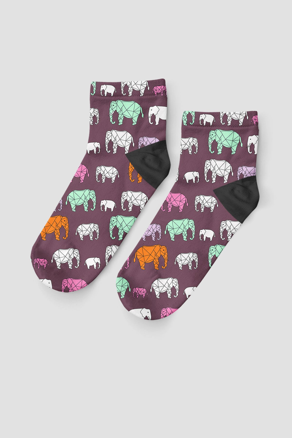 Origami Fil Desenli Kısa Çorap