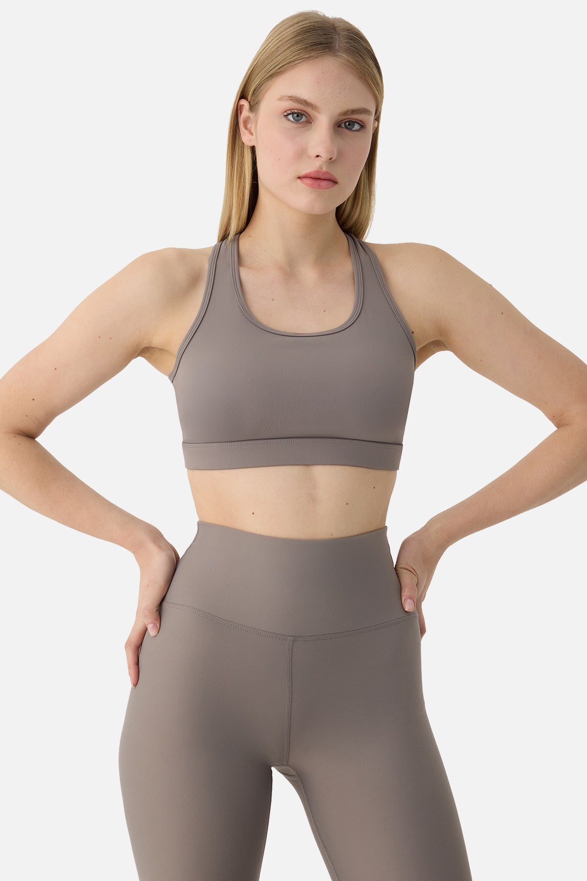Superstacy Raina Çapraz Askılı Yüksek Destekli Taş Rengi Spor Bra