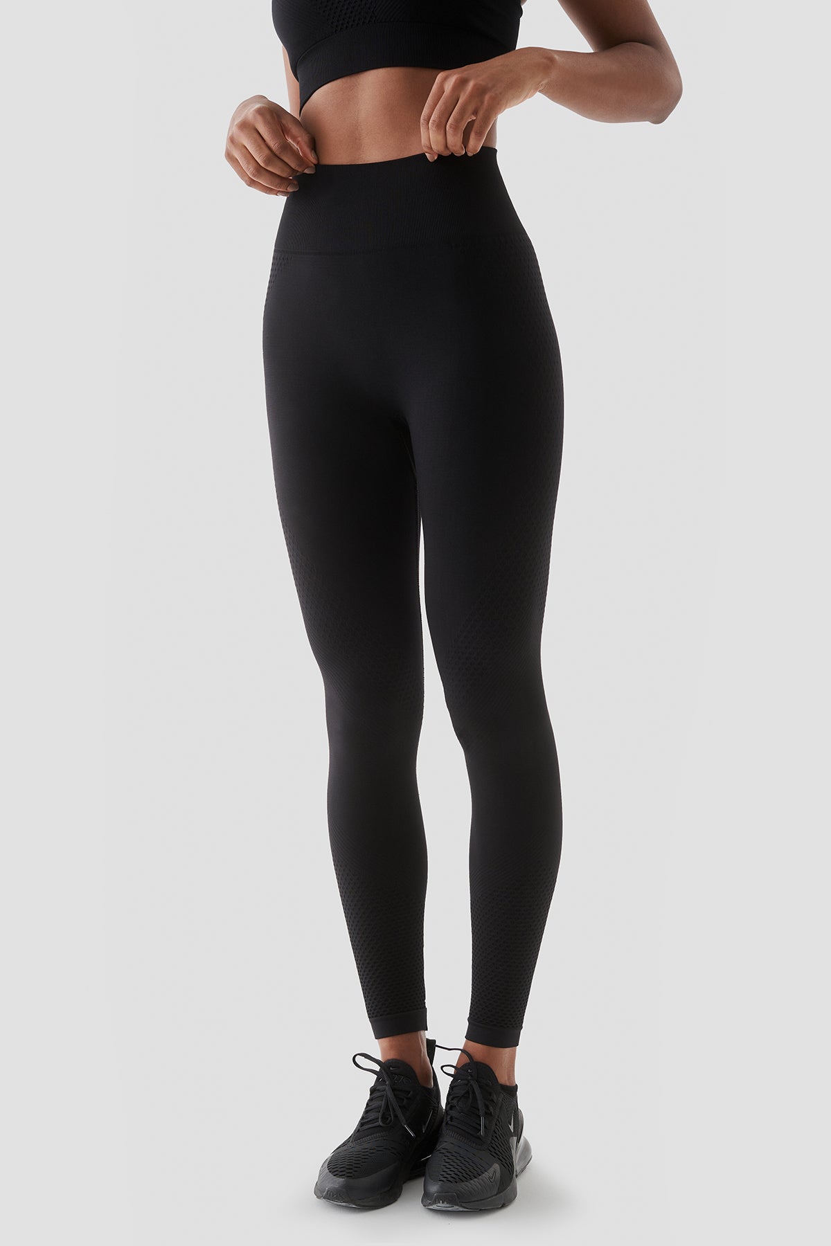 Rhea Yüksek Bel Dikişsiz Siyah Spor Tayt