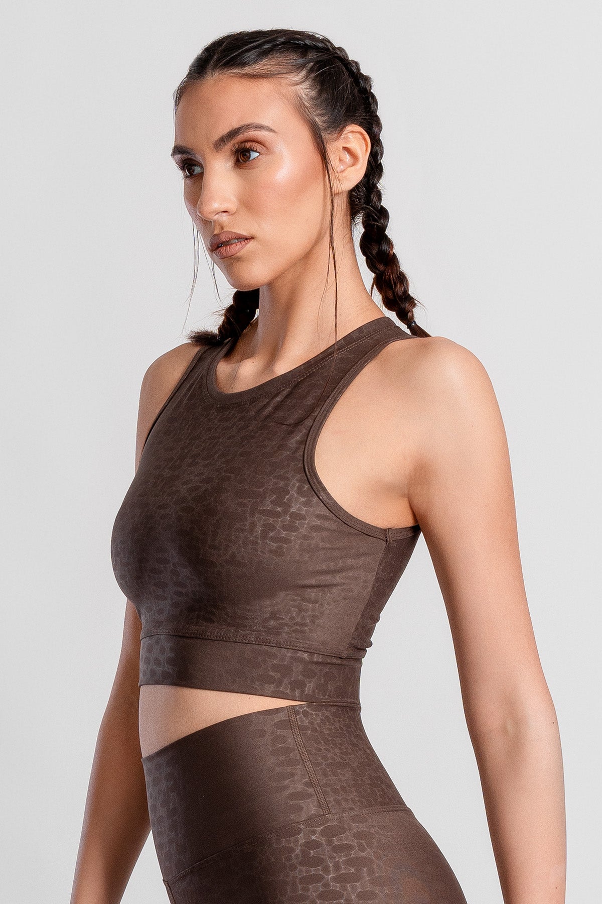 Roise Damla Desenli Acı Kahve Spor Bra