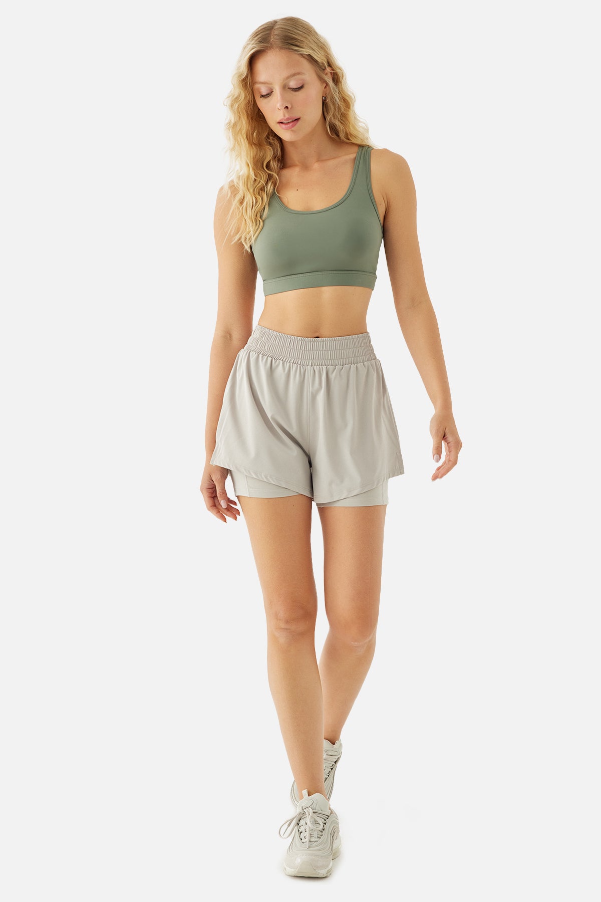 Rose Taytlı Taş Rengi Spor Şort