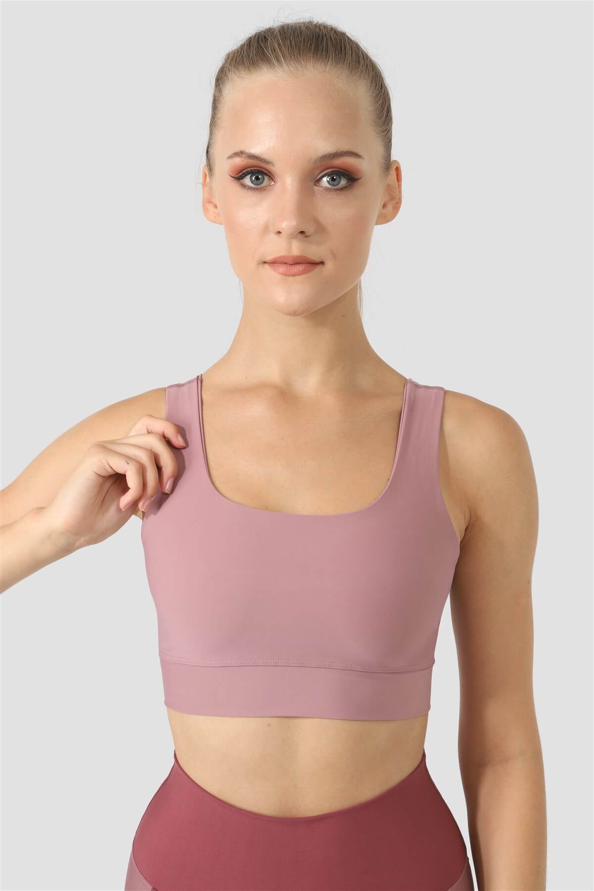 Square Neck Gül Spor Büstiyer