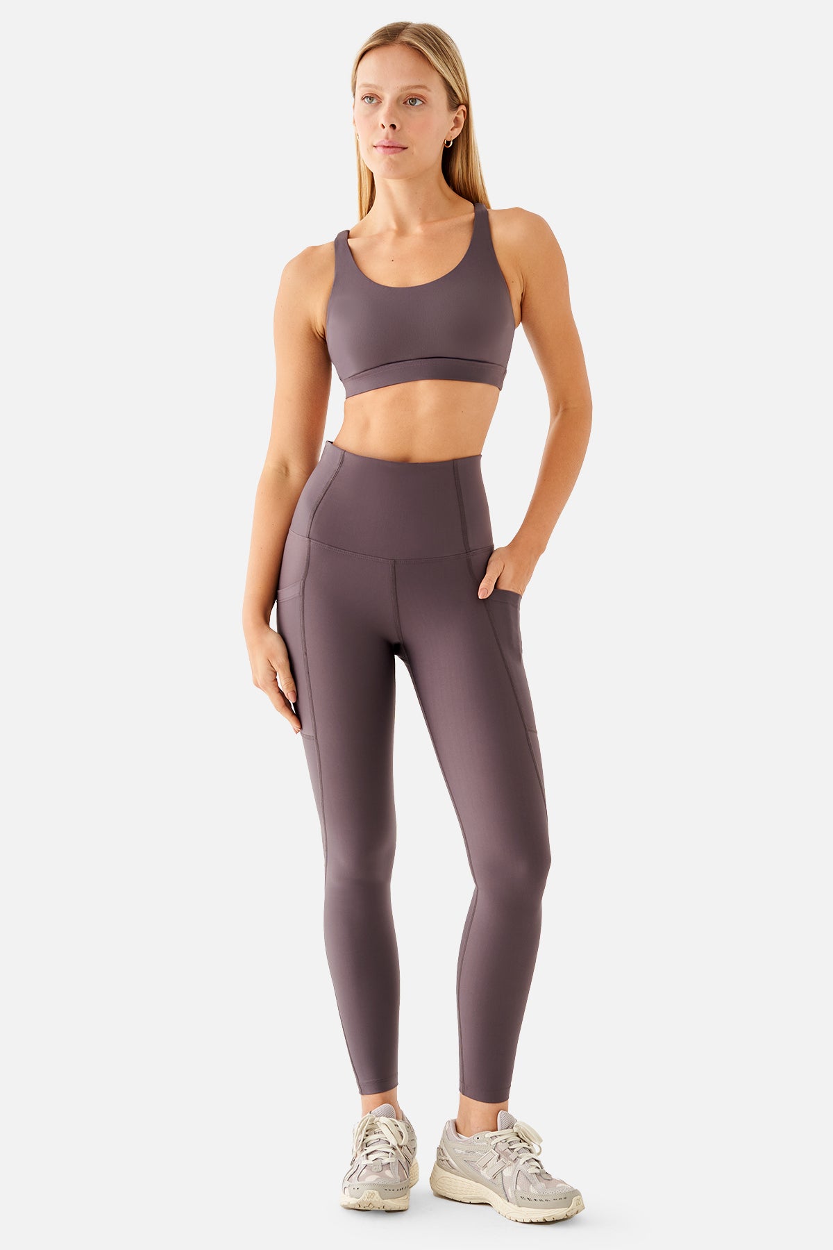 Stella Yüksek Bel Cepli Toparlayıcı Açık Mor Spor Tayt