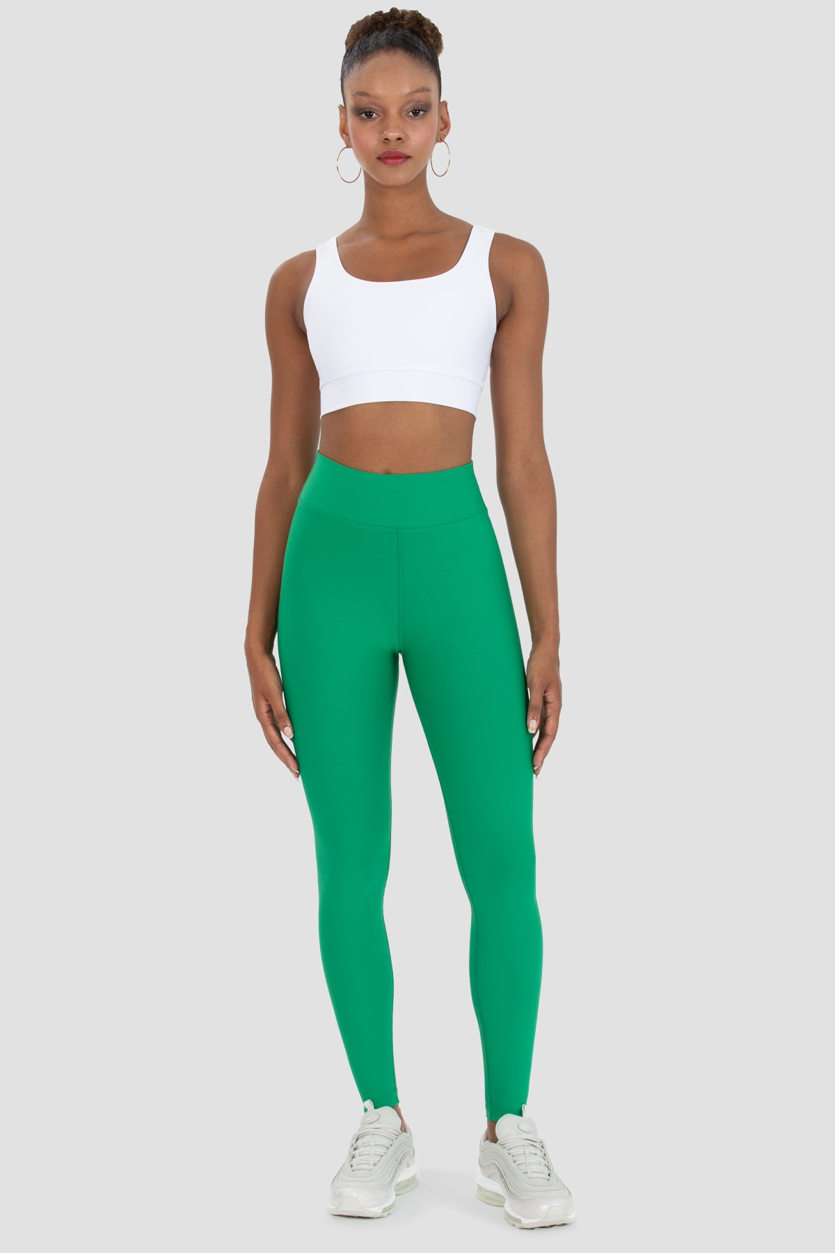 V Bel Detaylı Yüksel Bel Yeşil Spor Tayt