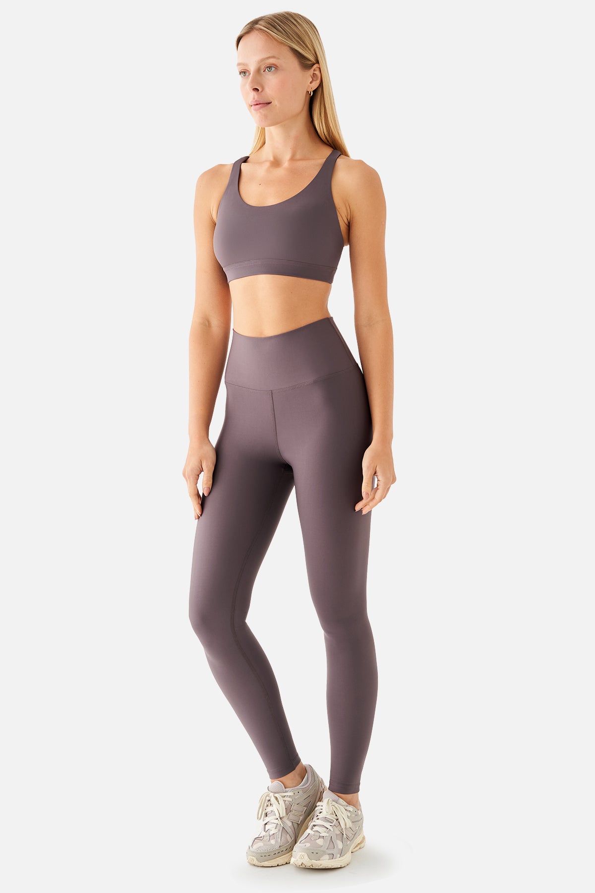 Popi Yüksek Bel Açık Mor Spor Tayt